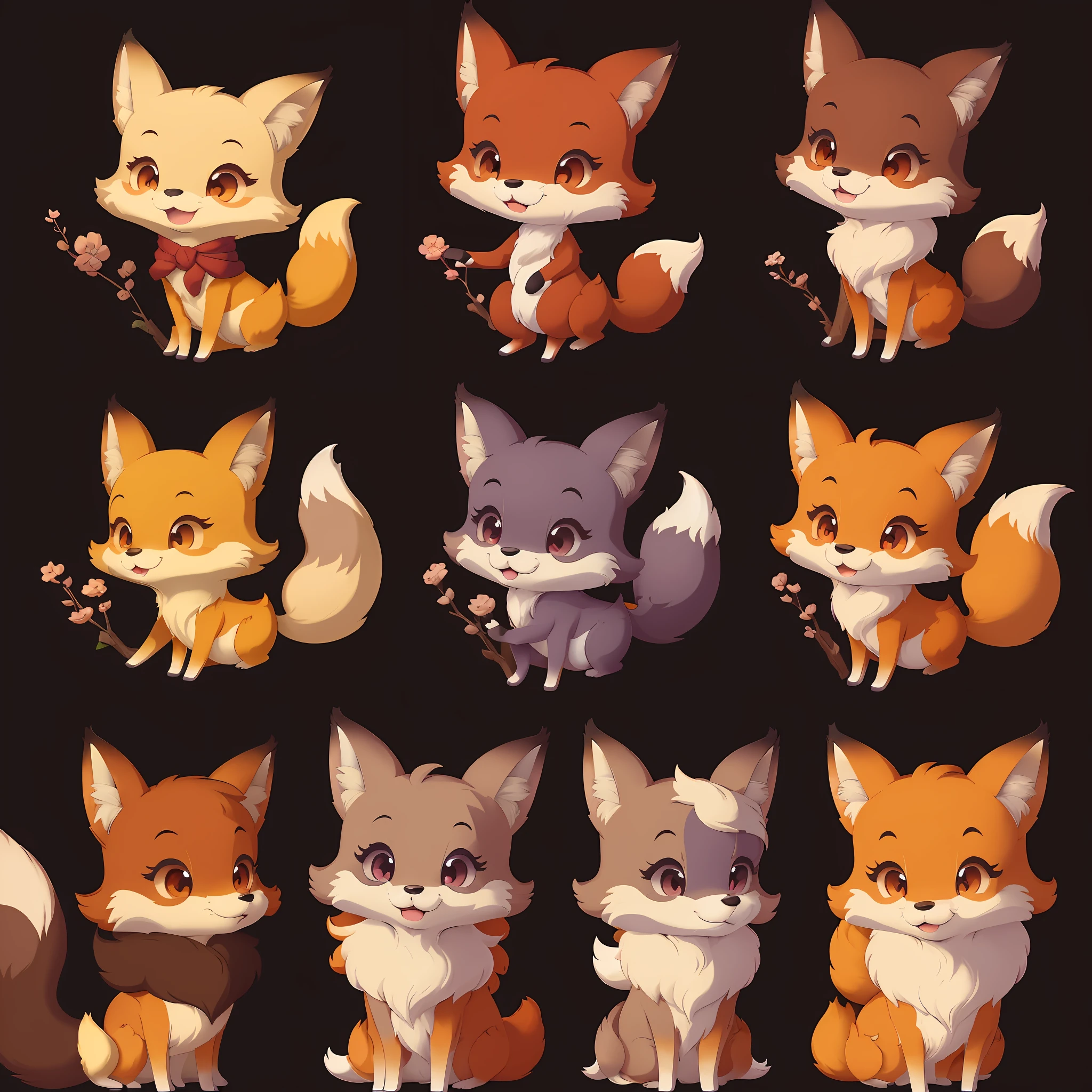 Cartoon fox emoji pack with different poses and emotions, Ye Xin's vector art, reddit, furry art, cute fox, fox, fox animal, fox tail, play fox, cartoon vector style, fox, digital fox, cute cartoon character, tonic fox, high quality character design, fox and deer, fox ear illustration, anthropomorphic fox --auto --s2
