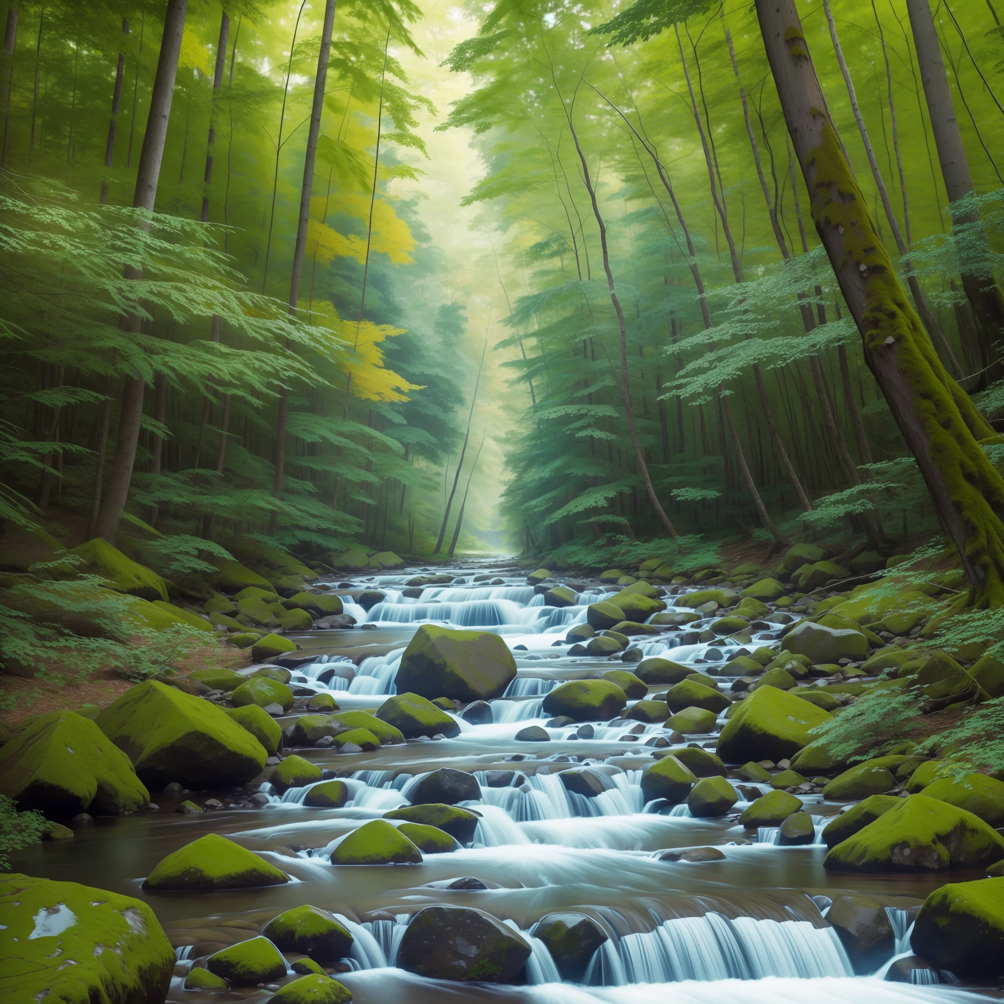 Masterpiece, highest quality, 8K, real person, realistic, very detailed CG, shiny skin, fully focused, a million primeval forest forests, beautiful forest raw photos, beautiful taiga raw photos, blue river flow, green forest, forest, forest raw photos,