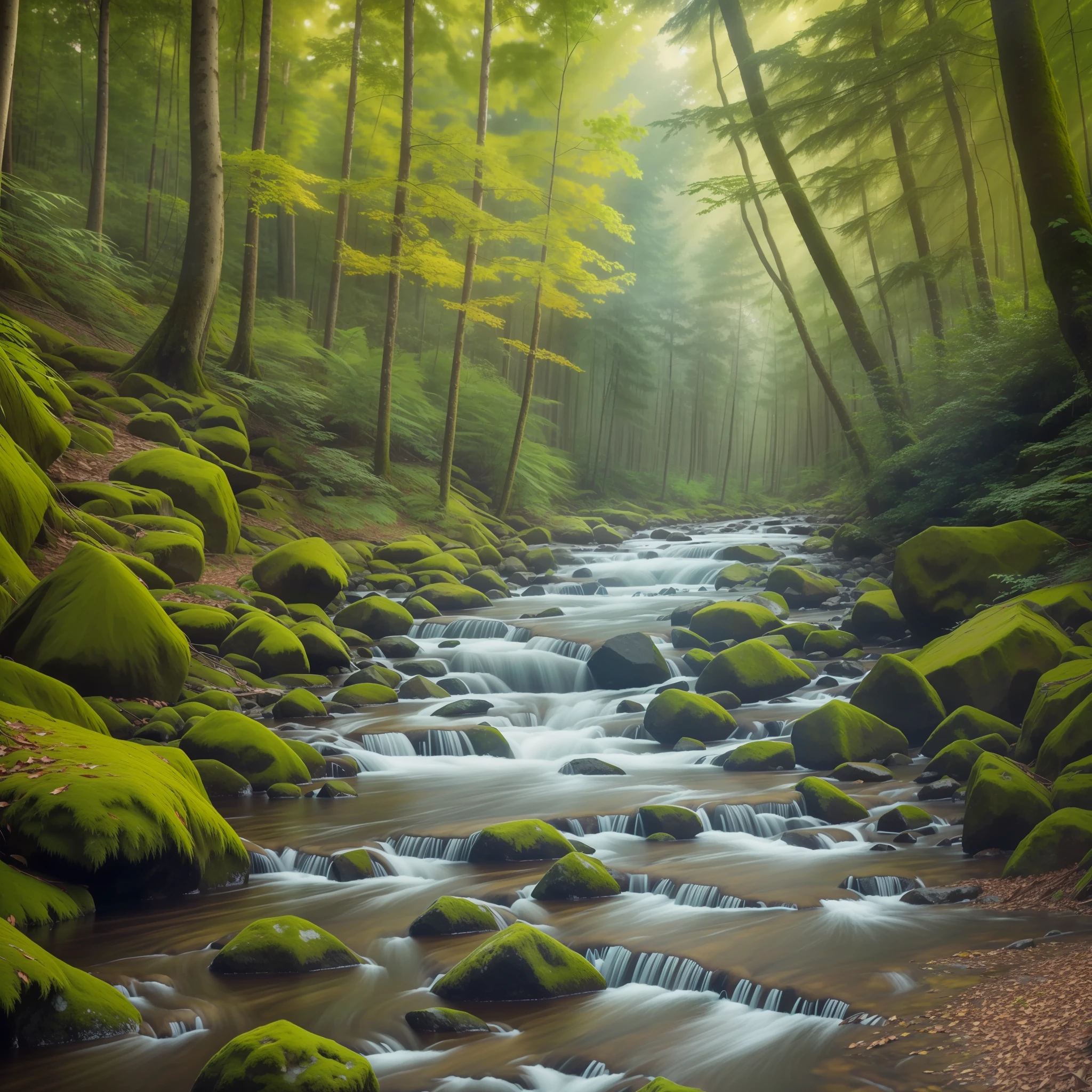 Masterpiece, highest quality, 8K, real person, realistic, very detailed CG, shiny skin, fully focused, a million primeval forest forests, beautiful forest raw photos, beautiful taiga raw photos, blue river flow, green forest, forest, forest raw photos,