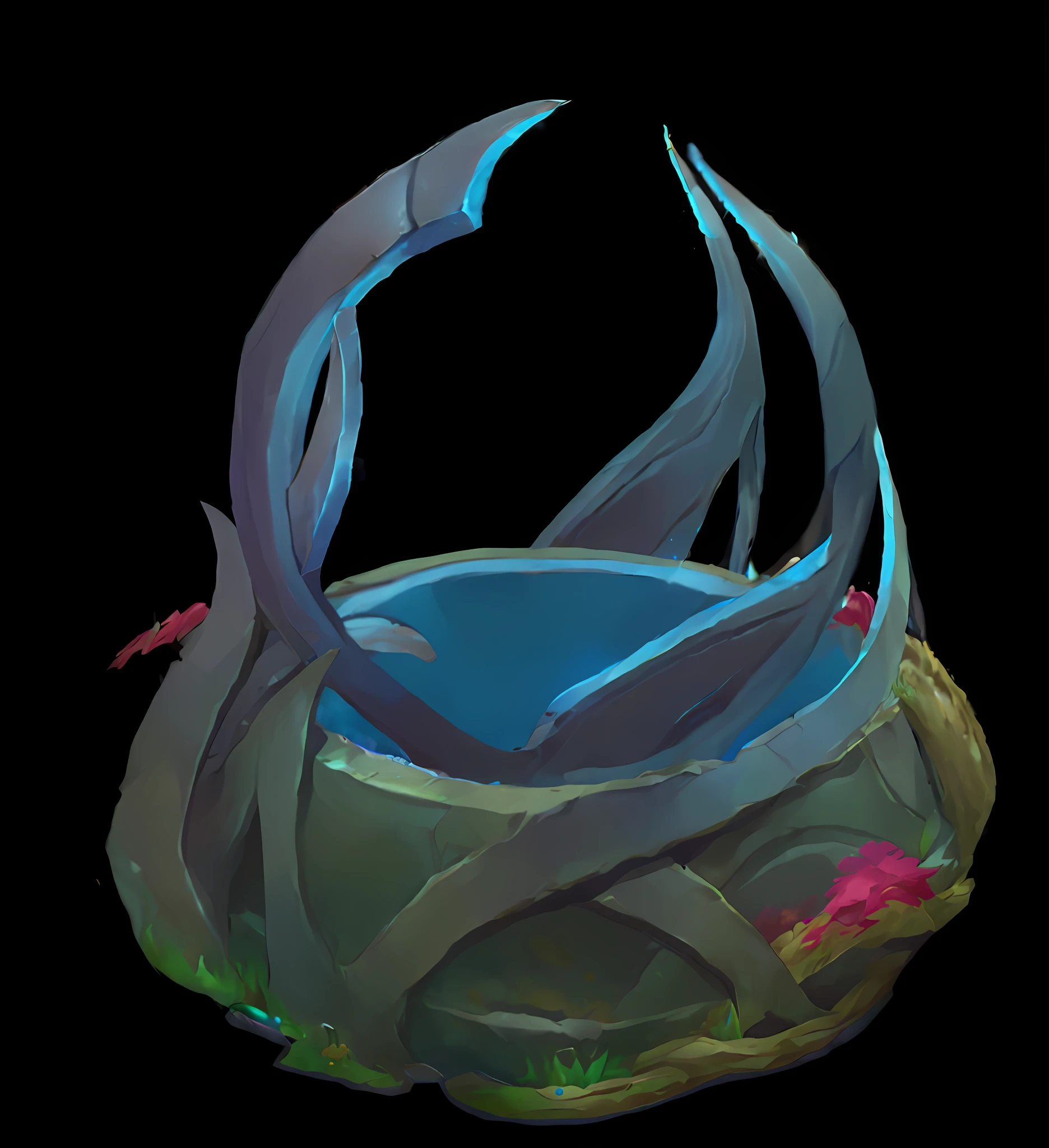 A stone base, Vernadskys intellectual circle, artifact Dota 2, League of Legends style, Riot game concept art, highly stylized, graphics of magic terrarium, liquid headdress, tan skin, sink (fish tank)))