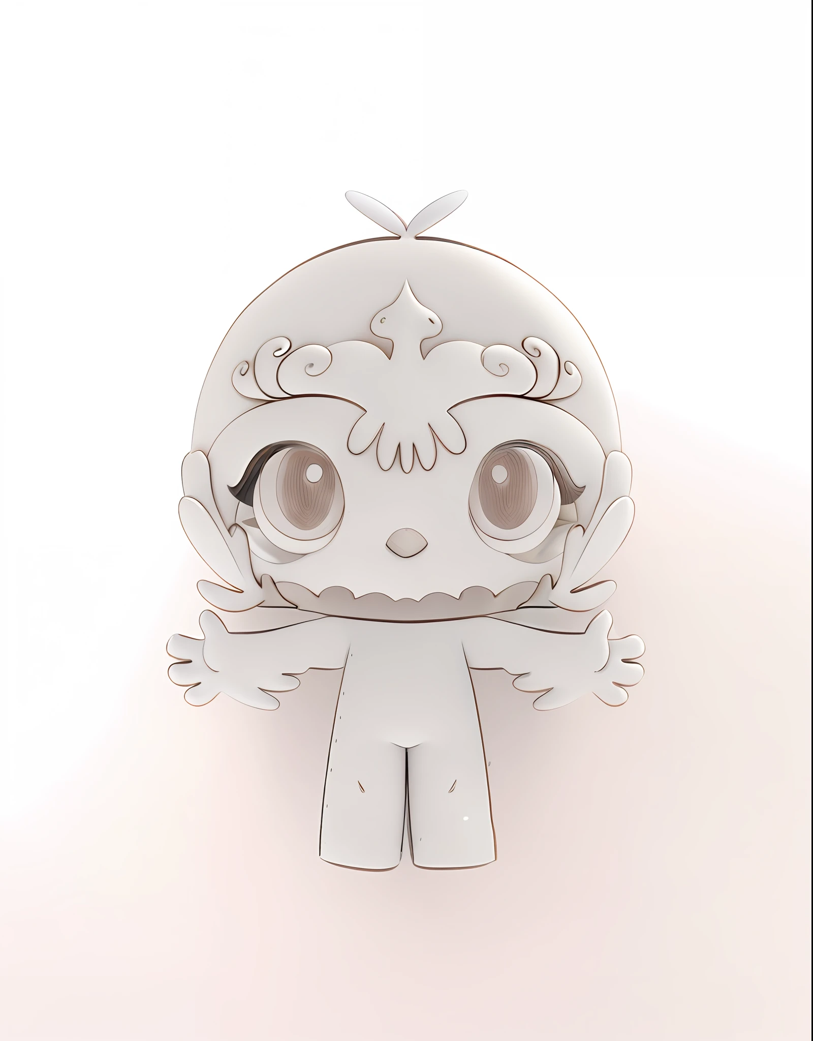 Digital Drawing, 3D Modeling, 3D Rendering, C4D, Doll, Cute Big Eyes Little Girl in Spacesuit, Anthropomorphic Bird, Cute Creature, Full Body White, Kitten-Bird Cross, Feather Set, Pixie Character, Anthropomorphic Character