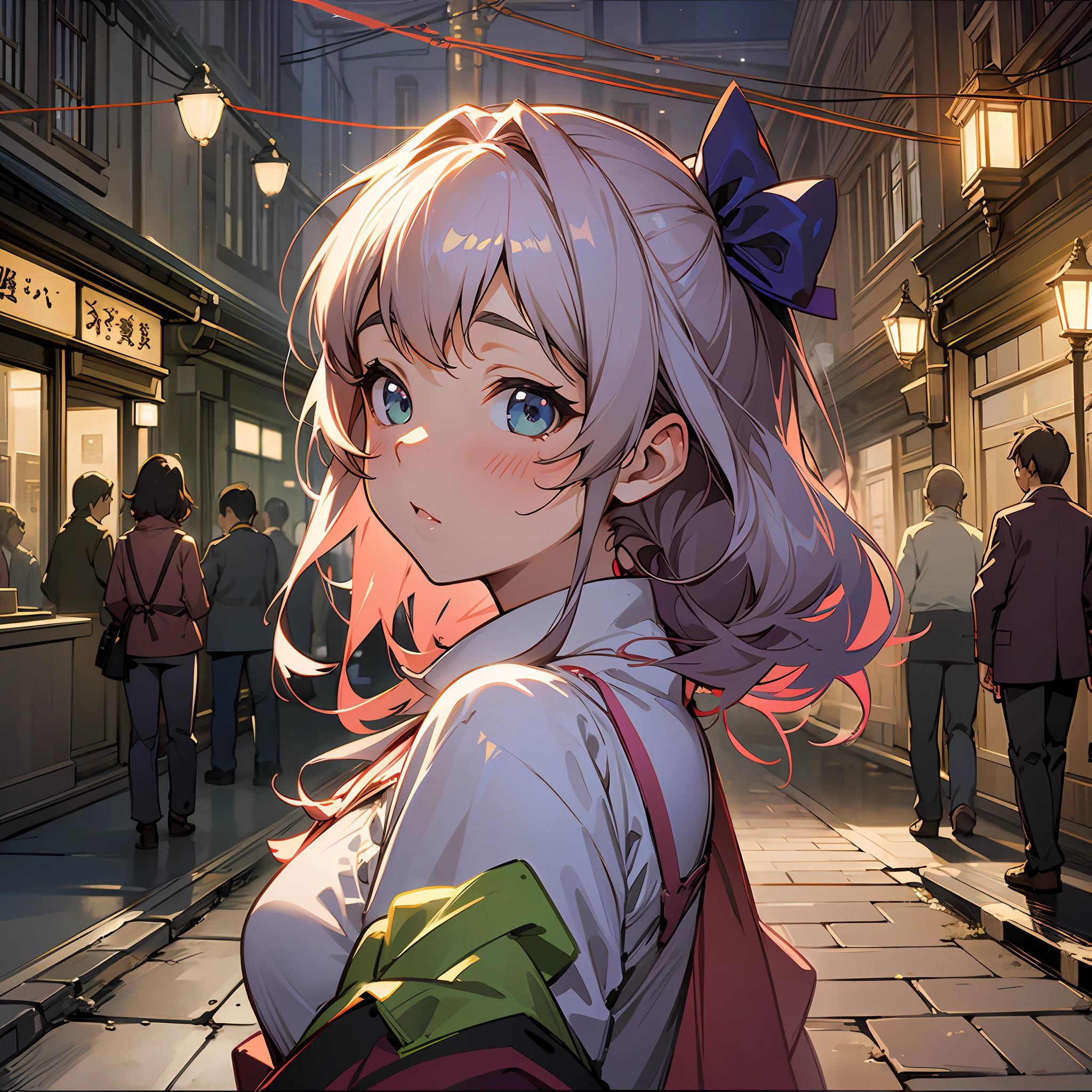 best quality street view nice lights girl bust miyazaki style - --auto --s2