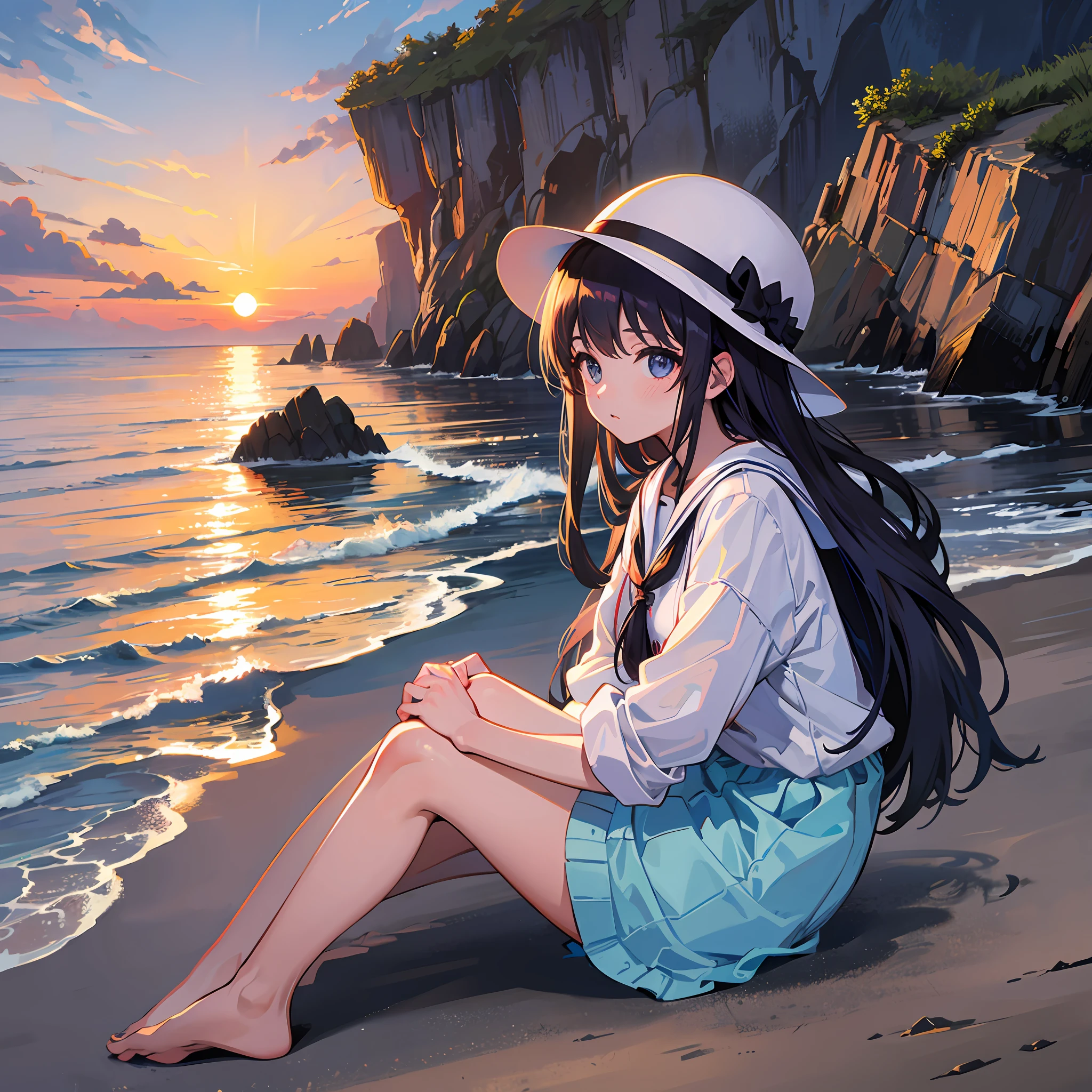 Best quality seaside sunset Miyazaki style --auto --s2