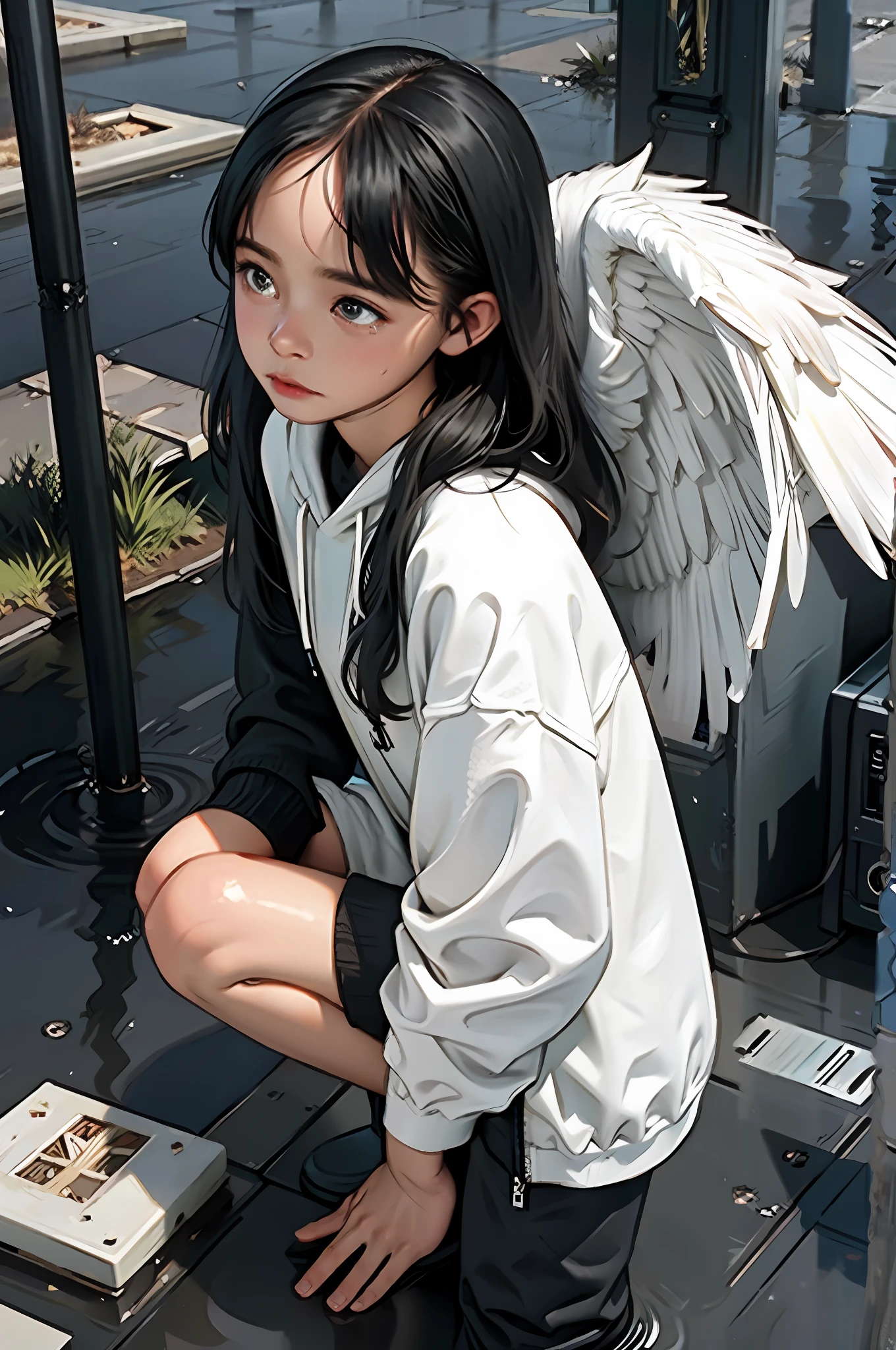 Angel of death standing beside the girl