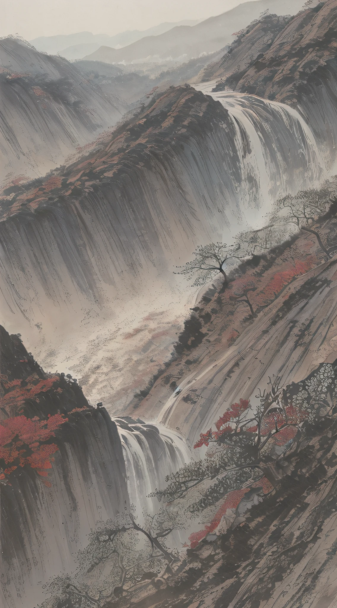 China splashes ink landscapes, majestic, mountains, waterfalls, forests, HD --auto --s2