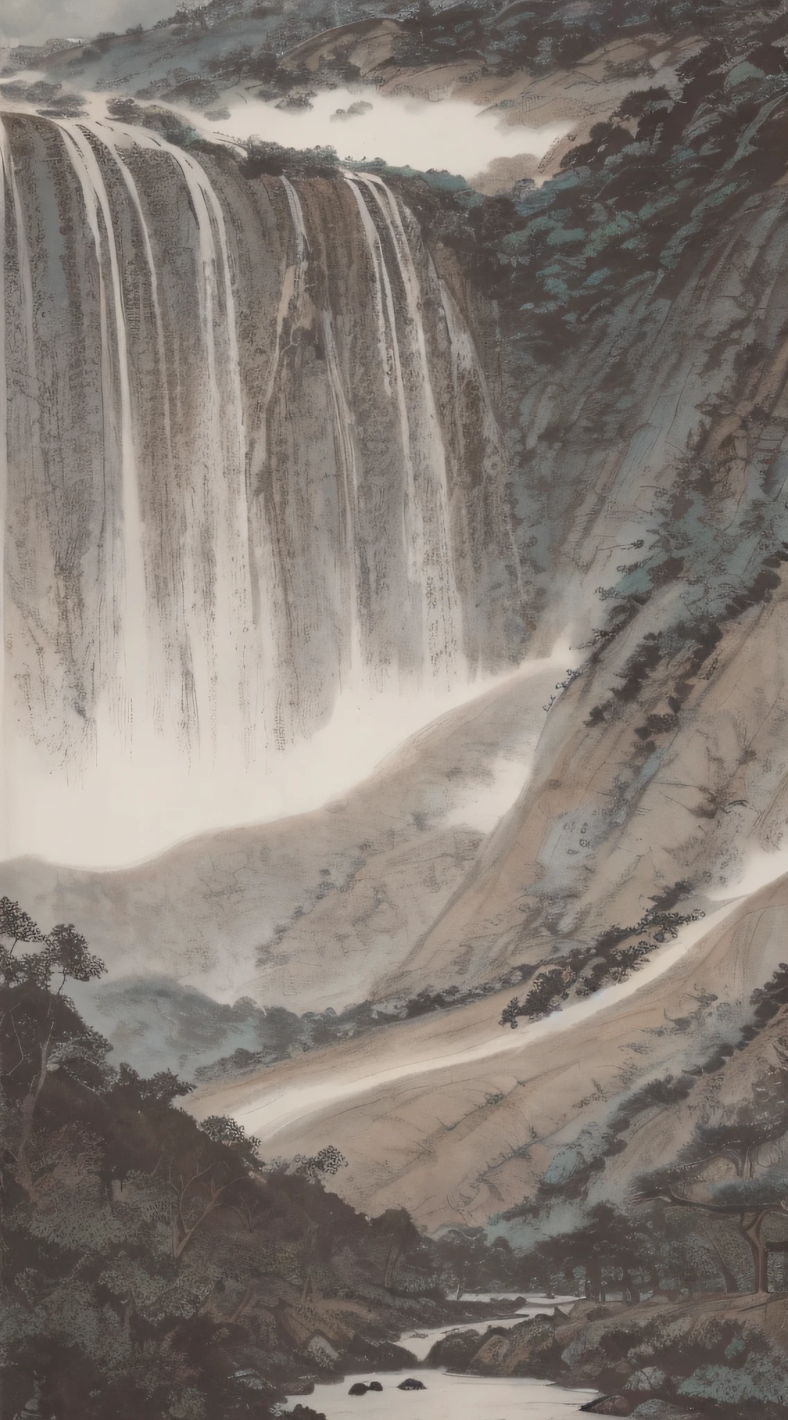 China splashes ink landscapes, majestic, mountains, waterfalls, forests, HD --auto --s2