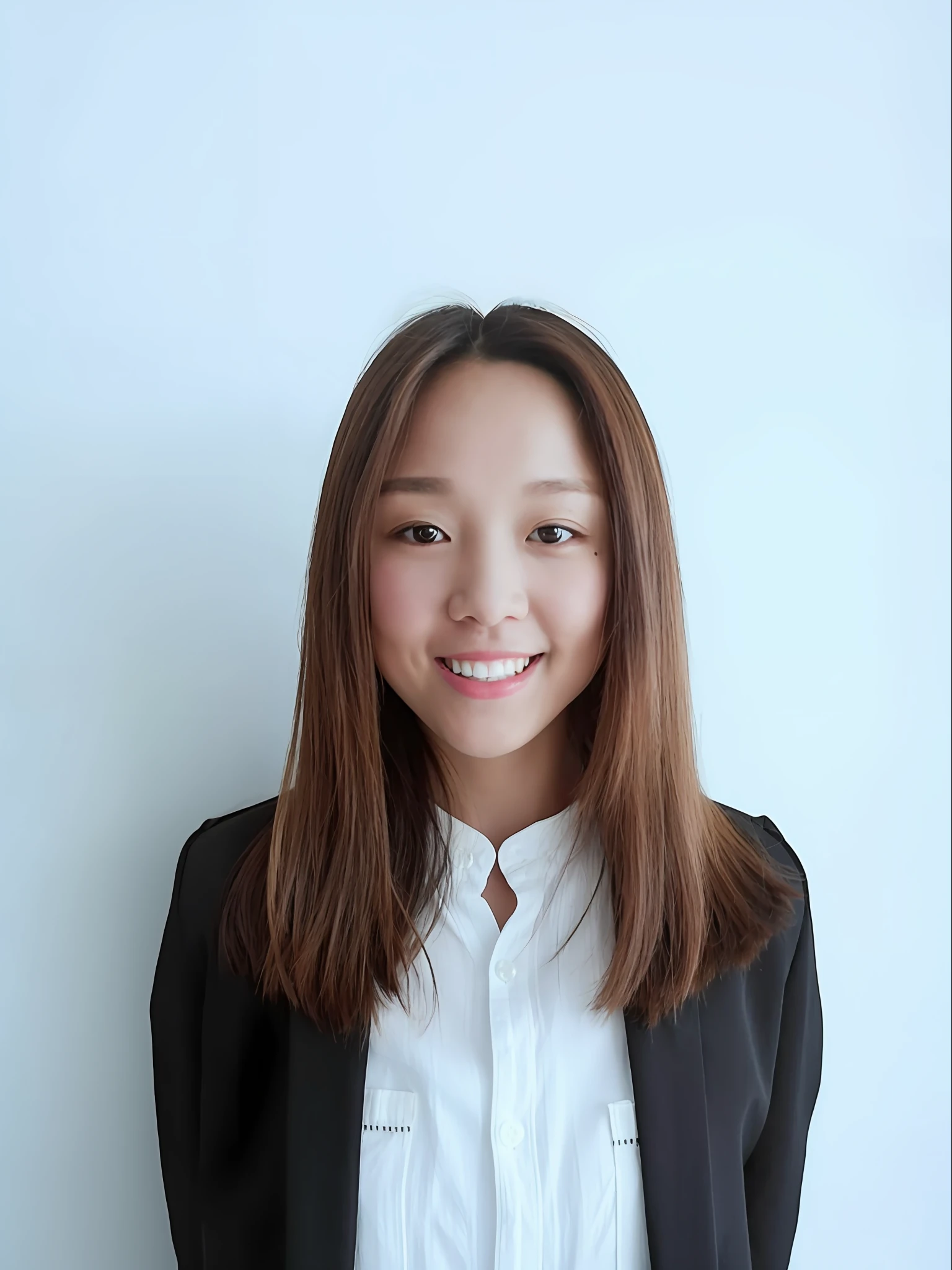arafed woman in a white shirt and black jacket smiling, louise zhang, leslie zhang, wenfei ye, xision wu, gemma chen, chengyou liu, jaeyeon nam, professional profile photo, xintong chen, qifeng lin, professional profile picture, portrait of christy ren, pengzhen zhang, mei-ling zhou, taejune kim, wei wang