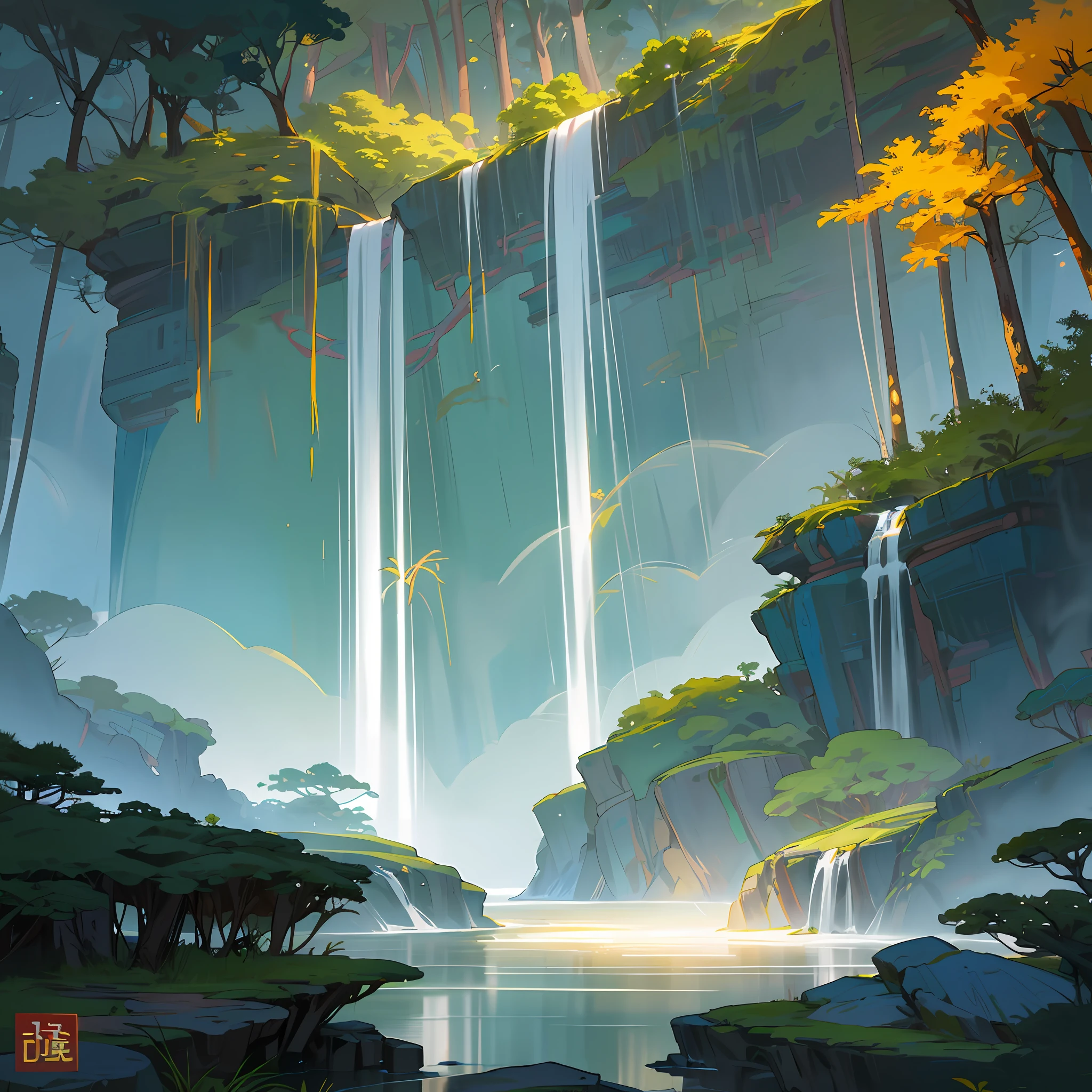 Hot springs, heat, water vapor, waterfalls, ancient Chinese times, jungles, lakes, caves, trees, meadows, night (illustration: 1.0), epic composition, realistic lighting, HD details, masterpieces, best quality, (very detailed CG unified 8k wallpaper)