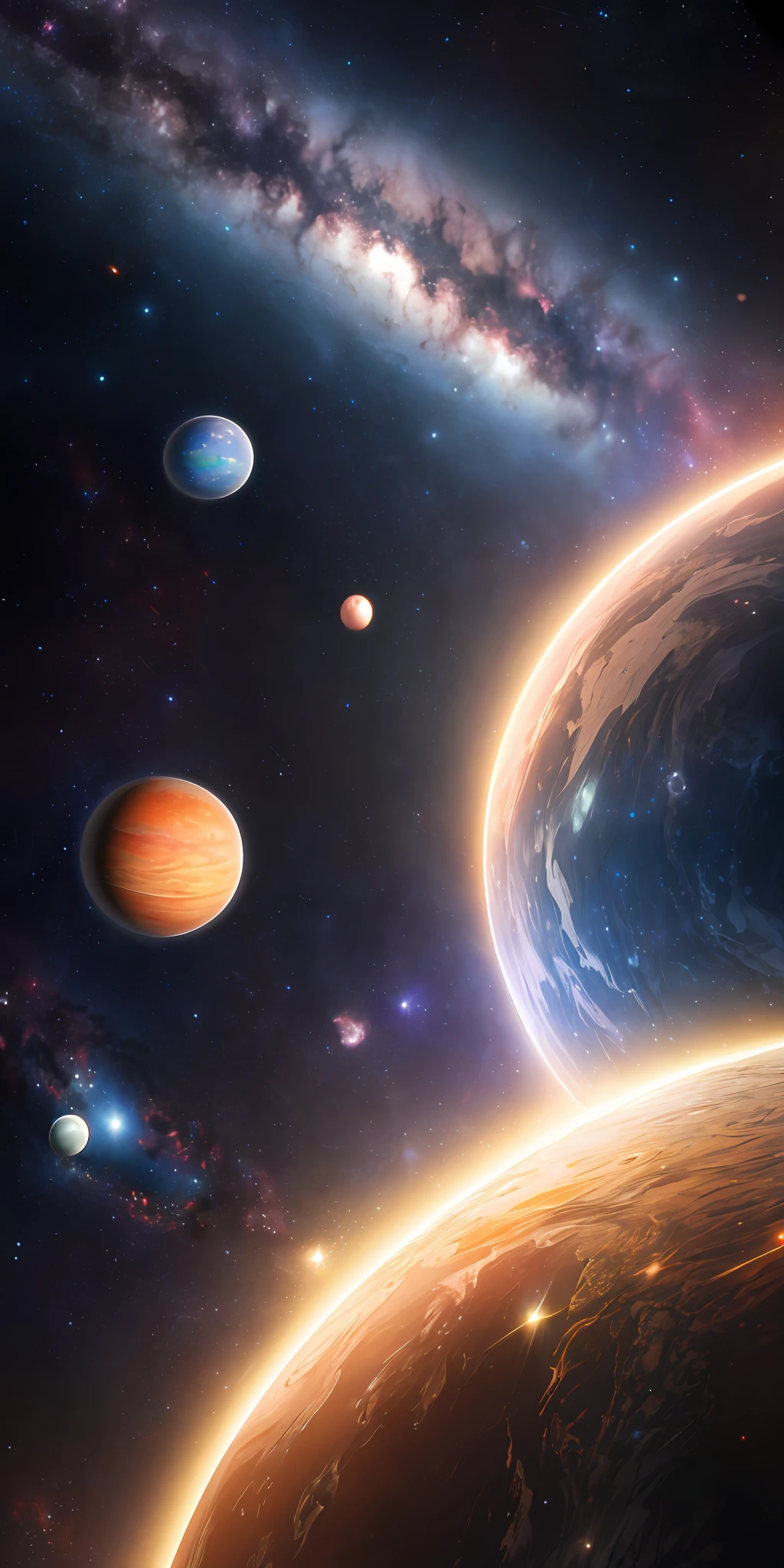 Masterpiece, best quality, high quality, highly detailed CG unity 8k wallpaper, depth of field, HDR, photorealistic, highly detailed, intricate, high detail, universe, space, galaxy, stars, planets, astronomy, universe, celestial body, nebula , black hole, solar system, cosmic rays, supernova, deep space, astronomical object