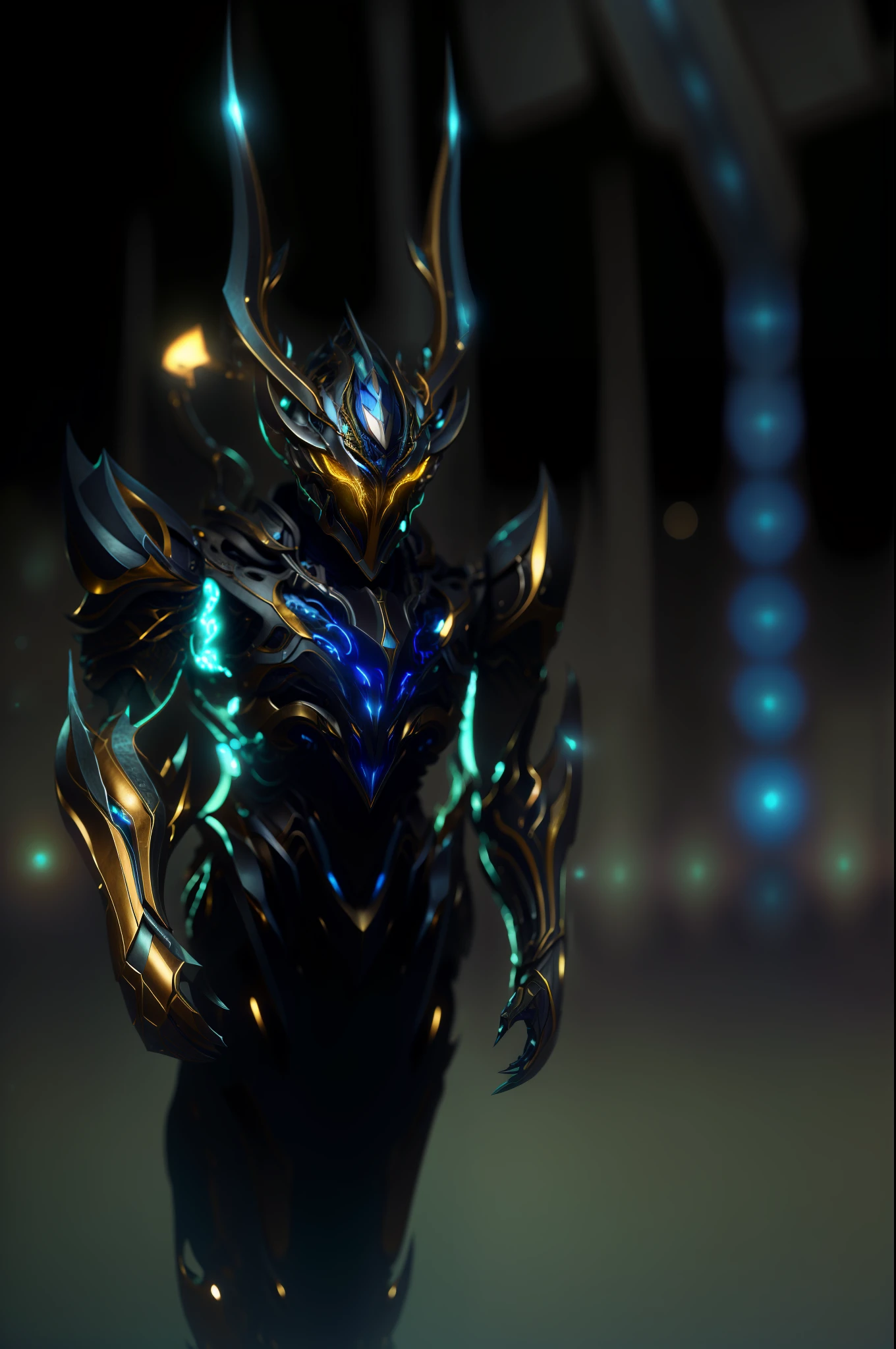 (masterpiece:1.2), best quality, high resolution, unity 8k wallpaper, (illustration:1.0), beautiful detailed, extremely detailed, perfect lighting, extremely detailed CG,glowing eyes,backlighting,
armor, fake_horns, glowing, full_armor,warframe,humanoid_robot,horns,helmet,mask,sample_background,
looking at the viewer,solo,perspective,