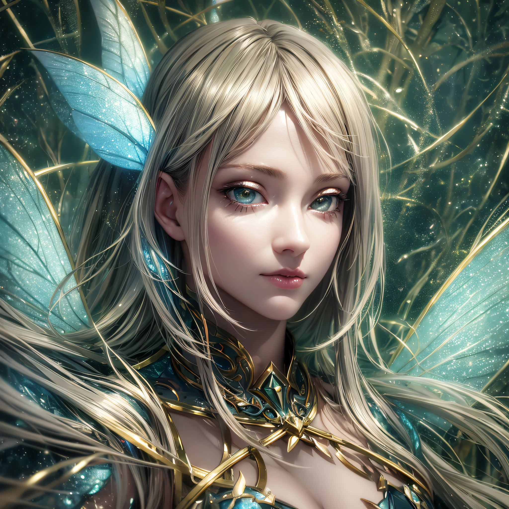Best Quality, Masterpiece, Photo Realistic, 8K, 4K, Extreme Resolution, Ultra High Resolution, Dynamic Lighting, Realistic Lighting, Cyber Fairy, Fantasy World, Extremely Beautiful Face, Fairy --auto --s2