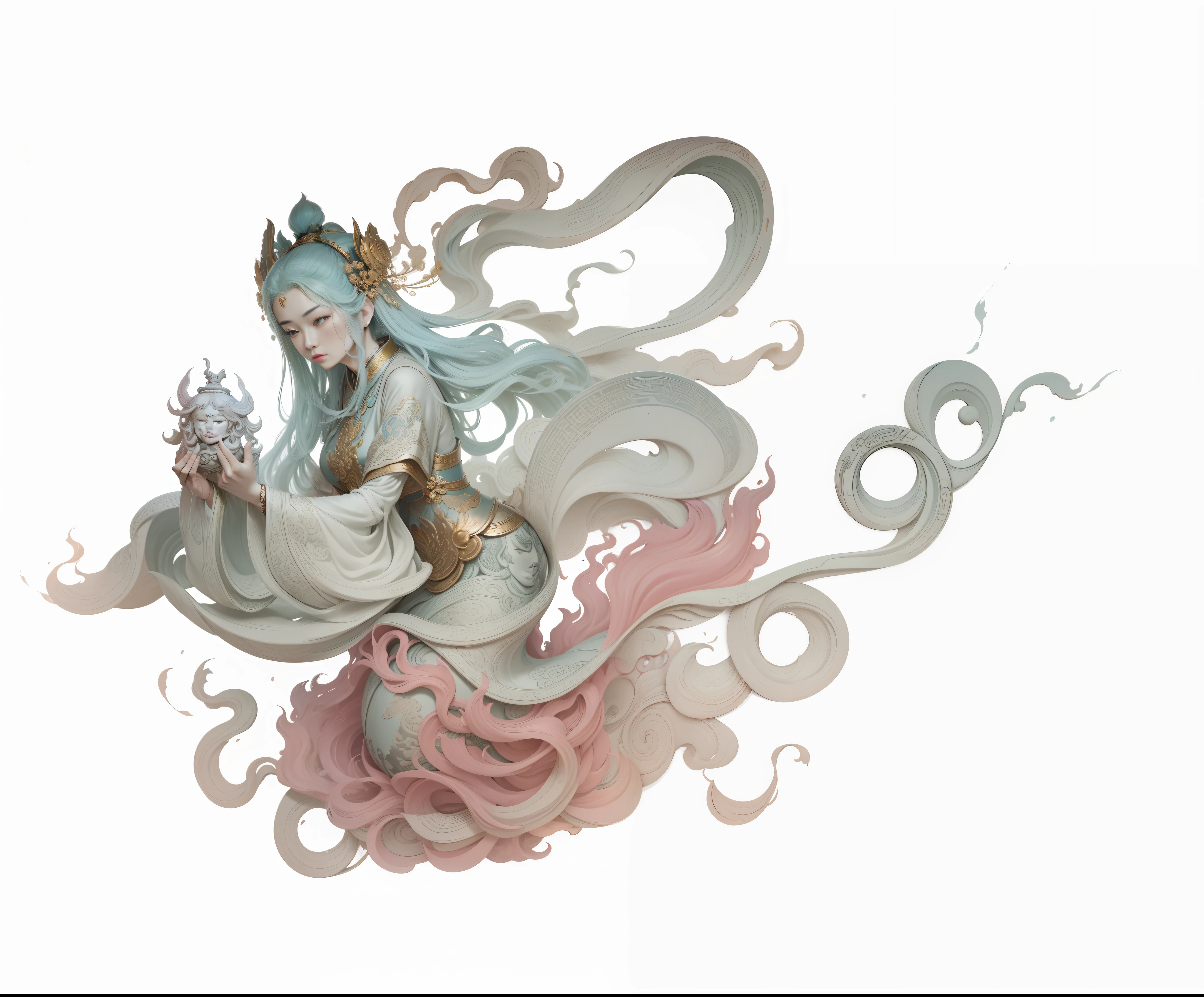 Best Quality, Gradient Effect, Colors and Letters Preserved, 4K, Realistic, No Change of Letters, Ancient Chinese Goddess, South Sea Guanyin, Ancient Chinese Art Style, Ancient Chinese Gorgeous, Chinese Mythology, Inspired by Yun Feiji --auto --s2