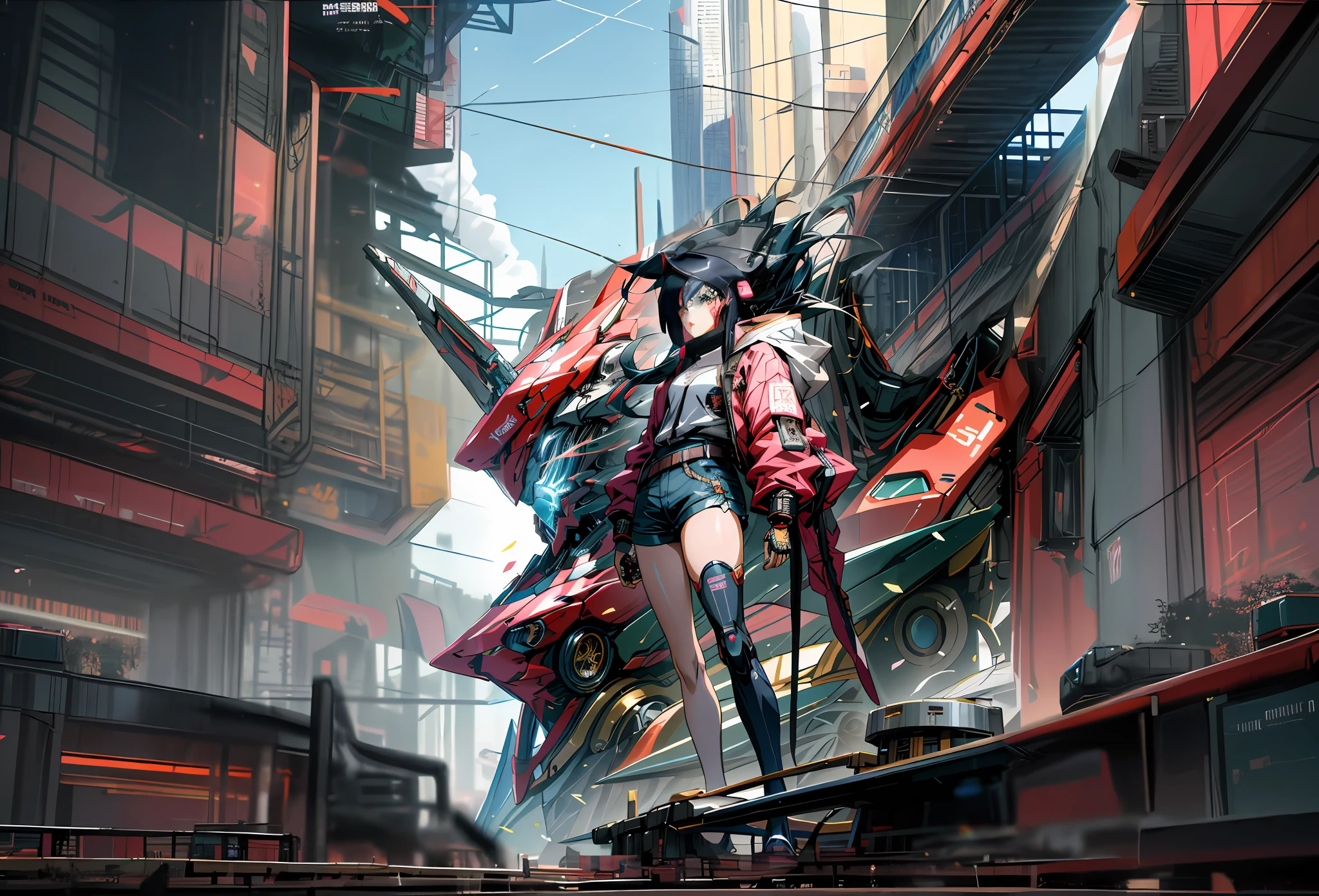 anime - style artwork of a woman in a futuristic city, cyberpunk anime girl mech, digital cyberpunk anime art, digital cyberpunk - anime art, anime cyberpunk art, cyberpunk anime art, cyberpunk anime girl, female cyberpunk anime girl, anime mecha aesthetic, mecha asthetic, girl in mecha cyber armor, modern cyberpunk anime, advanced digital cyberpunk art, cyberpunk art style