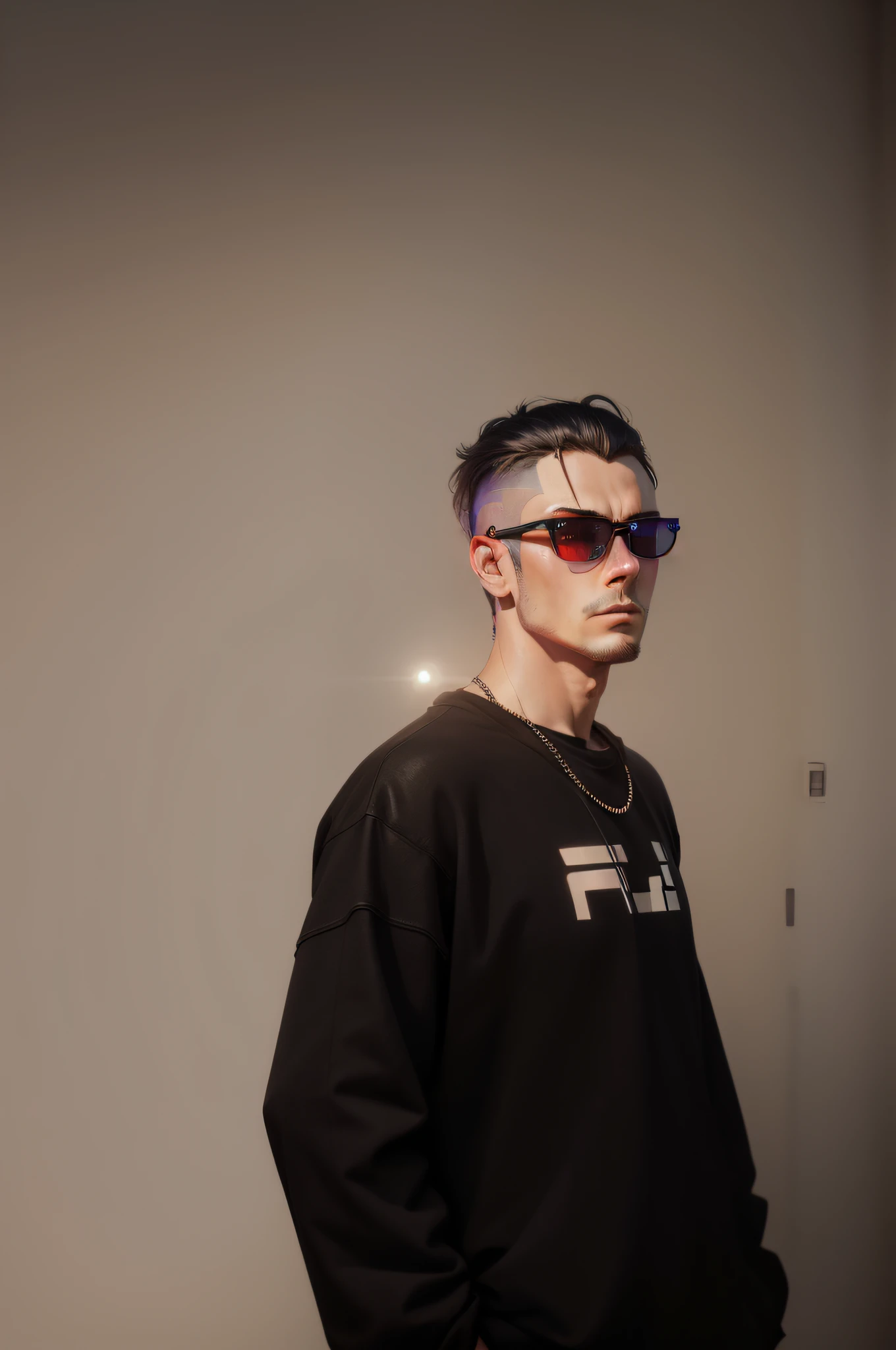 cyberpunk round neon reflection in glasses --auto --s2
