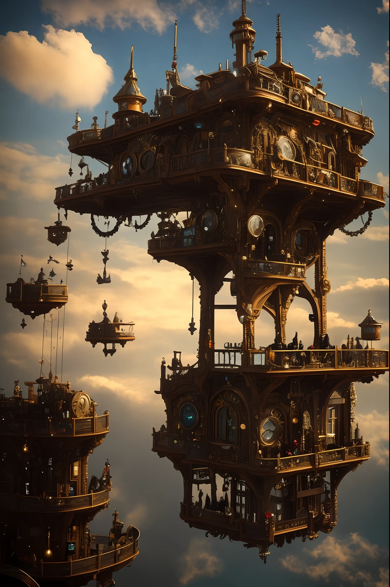 SteamPunkAI, Cogpunk, City Castle, Steampunk, a sexy woman suspended in mid-air