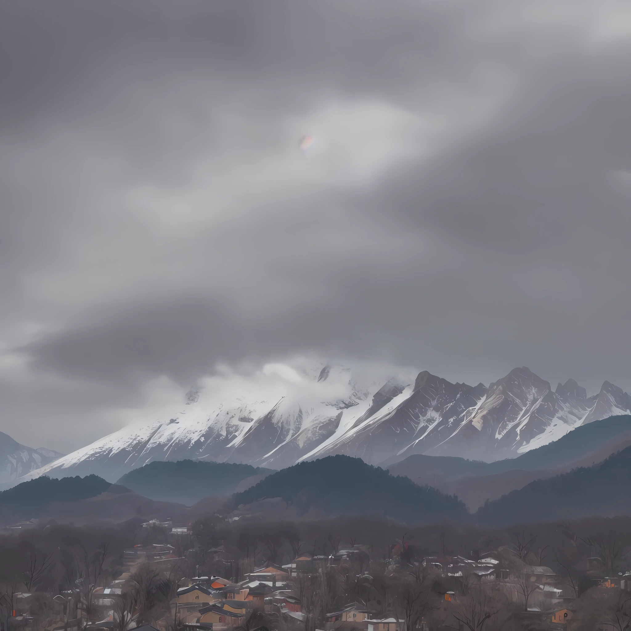 There are snowy mountains, there are tornadoes, there are five-star red flags, vistas, real, high quality, masterpieces, telephoto, gray and bright --auto --s2