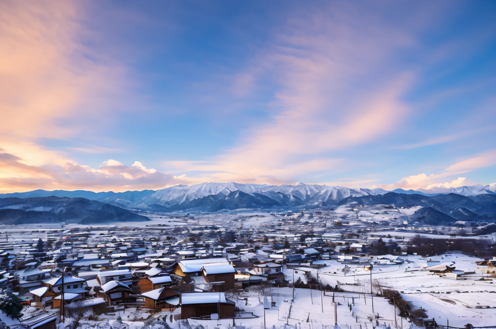 Snow in the distance and house in the foreground, country town in Japan, Japens village in background, countryside in Japan, small town in foreground, Gunma prefecture, Japan mountains, surrounding small town, Japan countryside trip, Tochigi, Japan town, mountains in the distance, snow