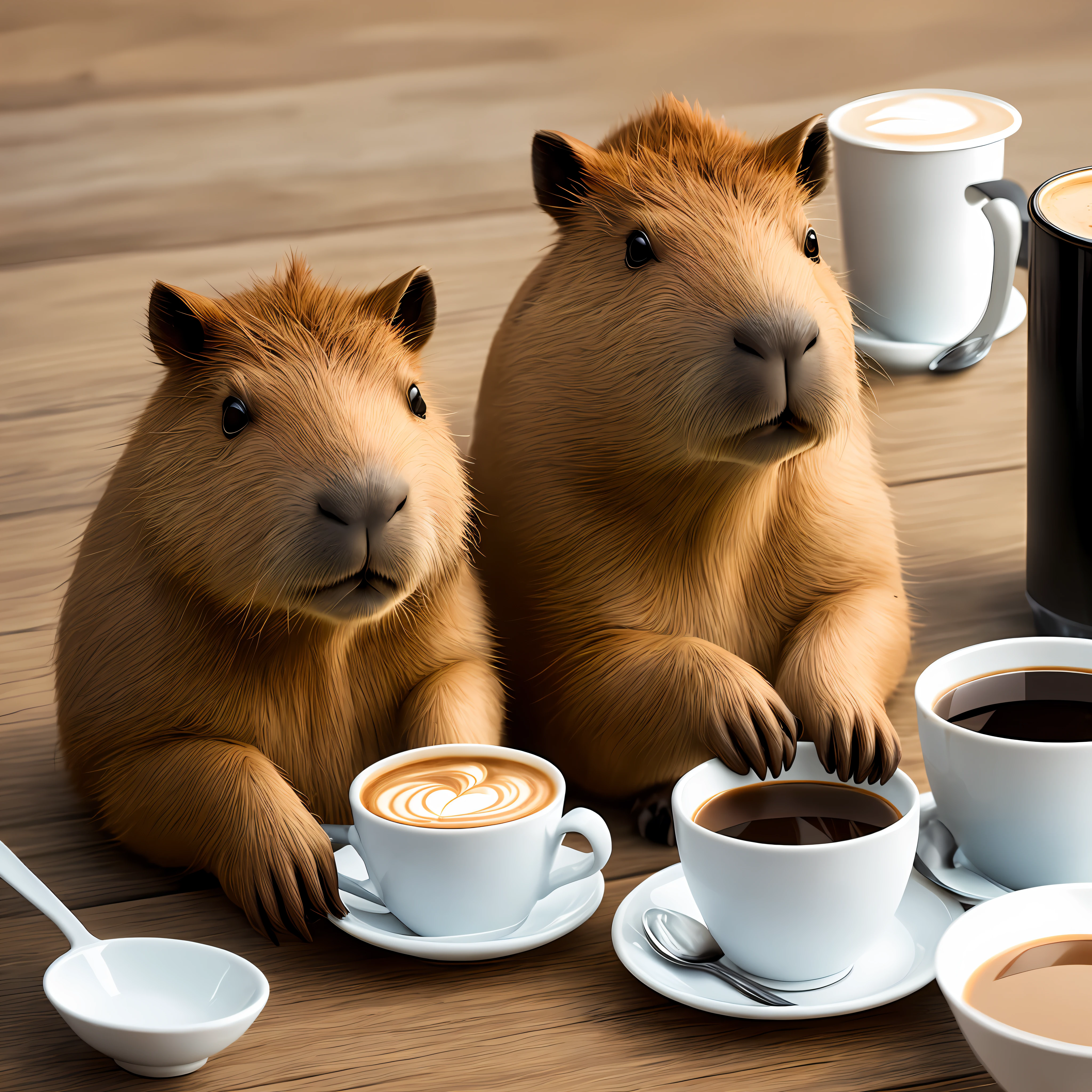 Capybara with 1 cup of coffee