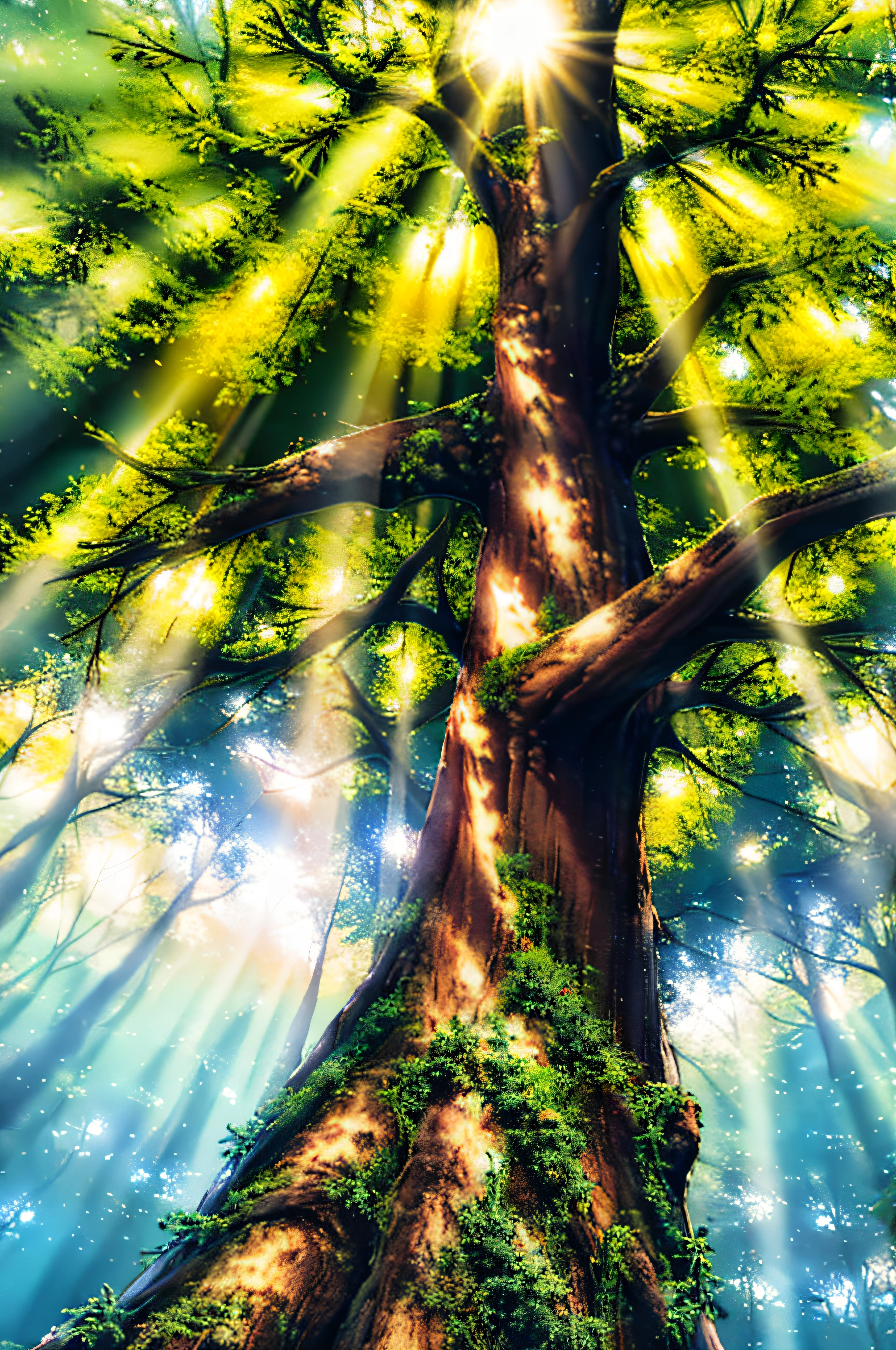 Tree, Forest, Sunlight Through Forest, Tyndall Effect, 8K Ultra HD