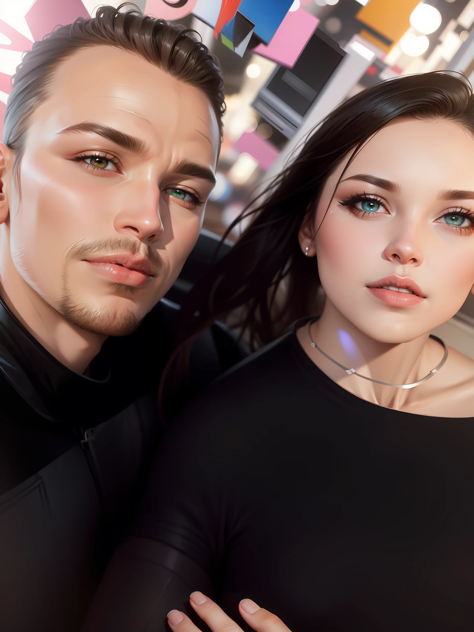 Super futuristic couple realistic painting