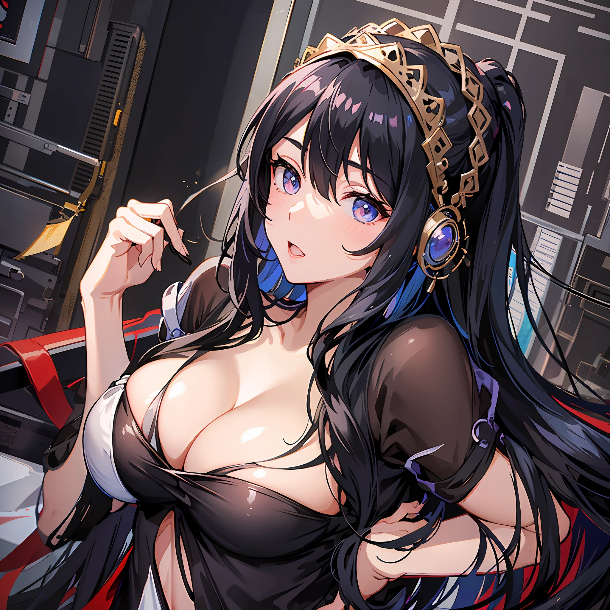 Colossal breasts black hair long hair sister