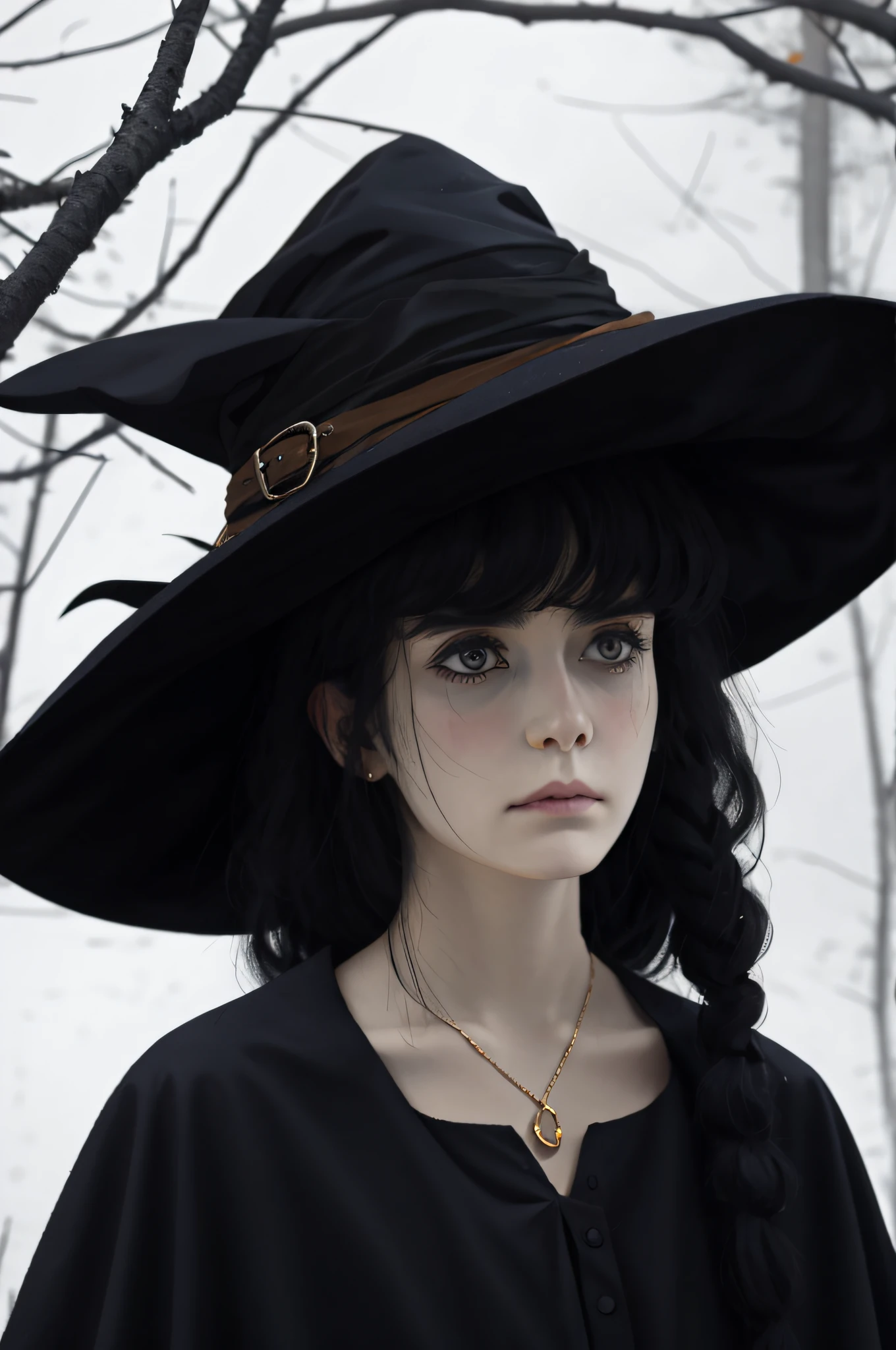 1 girl, witch, sad, wlop style