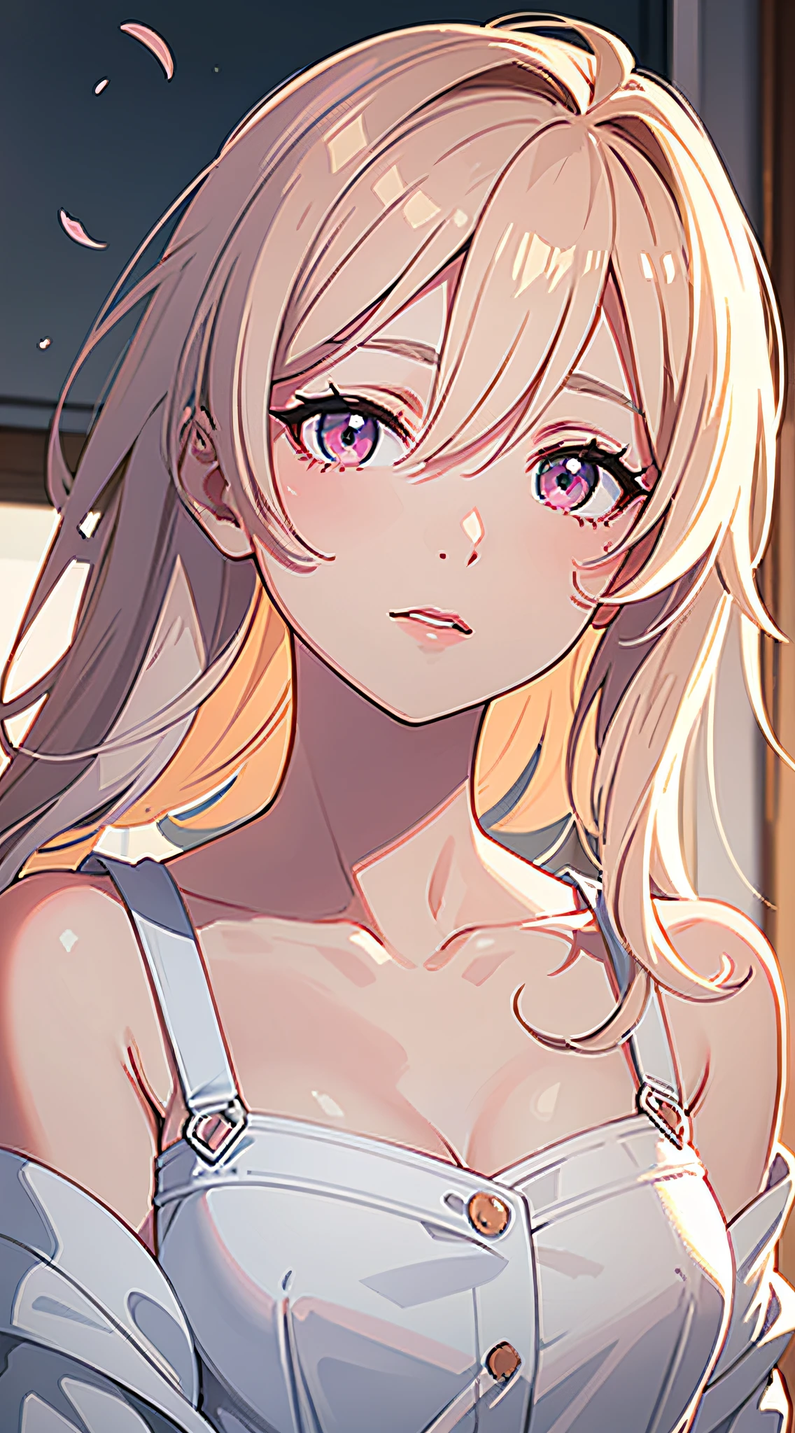 Gentle and lovely beautiful female doctor, bust photo, delicate sexy collarbone, charming goose egg face, double eyelids, smart peach blossom eyes, pink lips, small upturned nose, bare shoulders, focused face, face close-up, ultra HD, super detail, (doctor)), (((white coat))