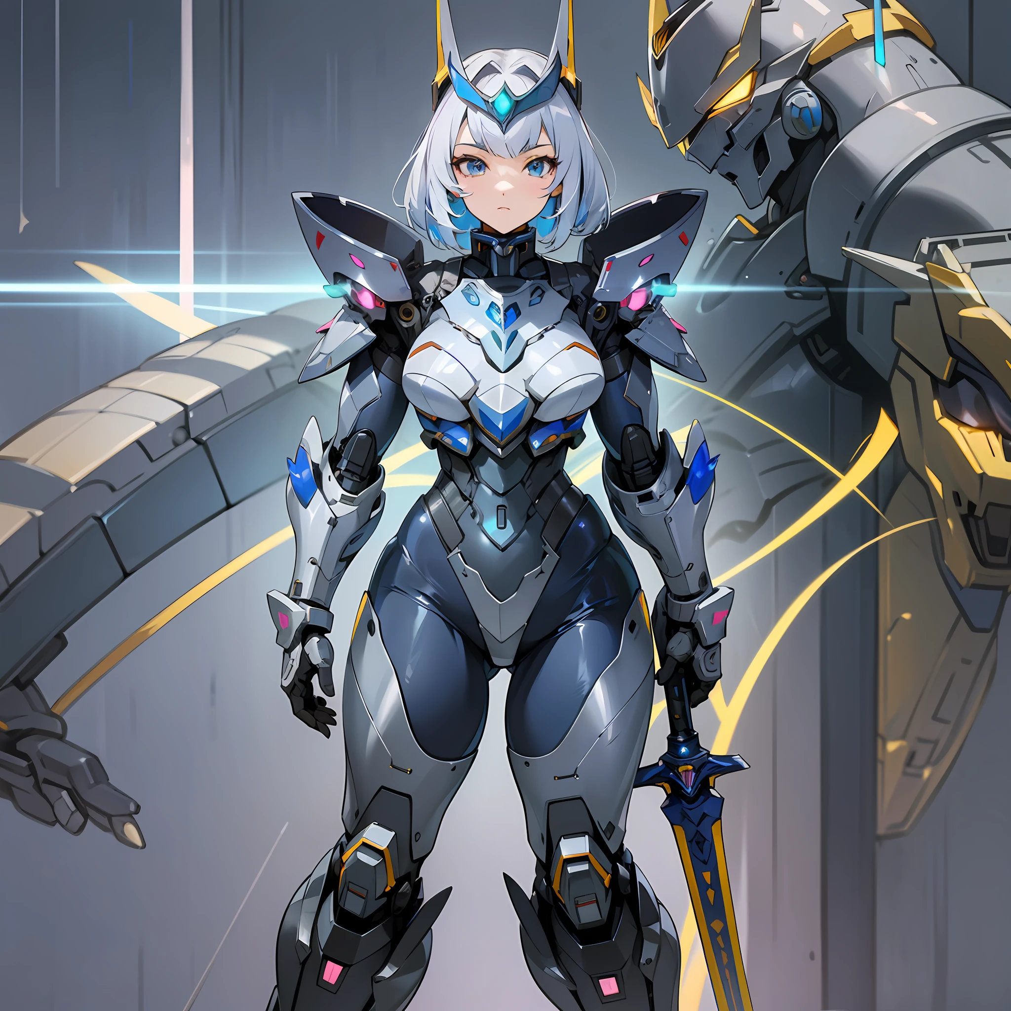 Close up portrait of a person in costume with a sword, cyber japan style armor, cyber japan armor, guyver style, girl in armor, monster hunter armor, full body mecha suit, perfect anime cyborg woman, cyborg noble woman, mecha cyber armor girl, detailed full body concept, female armor, anime character. Full Body Art --auto --s2