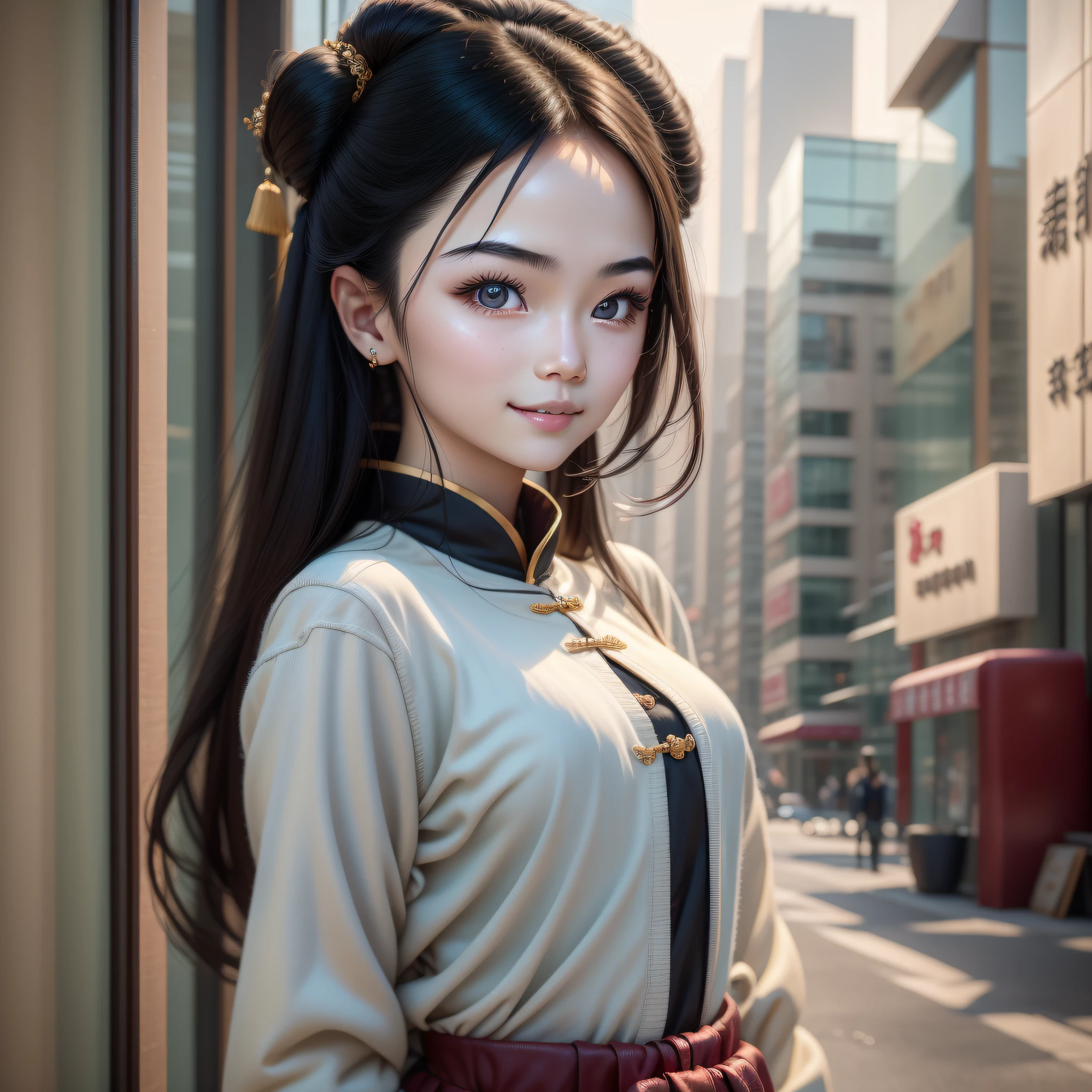 A Chinese girl, 18 years old, (holding hamster 1.3) (full body picture 1.2), beautiful eyes, real face, real skin, realistic face, realistic skin, detailed eyes, detailed facial features, detailed clothing features, (fashion hairstyle: 1.2) dynamic pose, simple background, smile, detailed face, double eyelids,