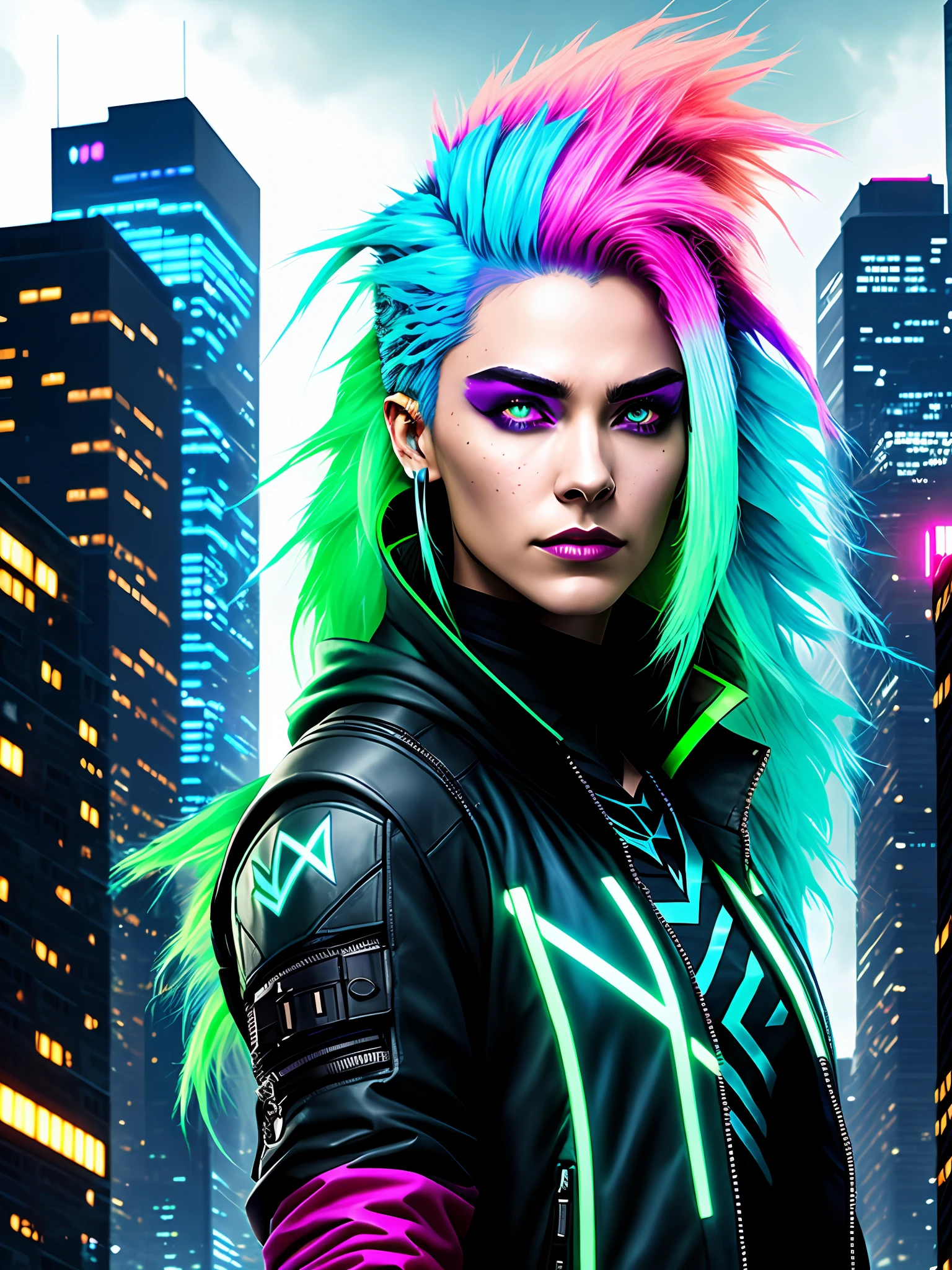 Nova: A rogue hacker with neon-dyed hair, Nova thrives in the shadows, manipulating systems for her own gain. She seeks redemption for her past mistakes while navigating a dystopian cityscape teeming with corruption