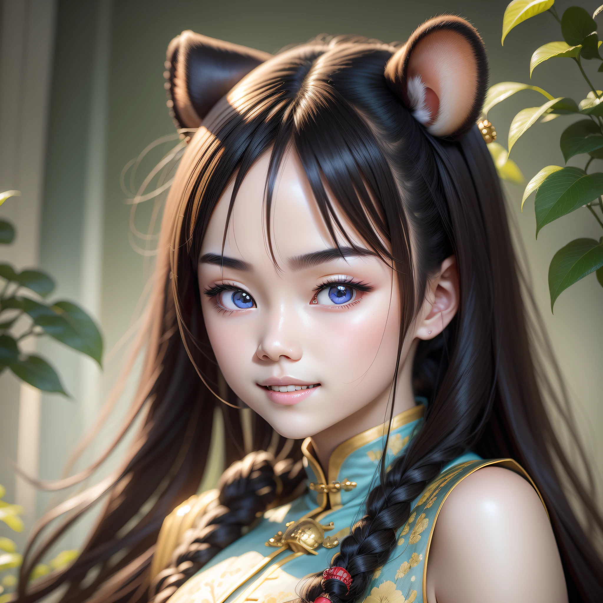 A Chinese girl, 18 years old, (hamster in arms 1.3) (full body picture 1.2), beautiful eyes, real face, real skin, realistic face, realistic skin, detailed eyes, detailed facial features, detailed clothing features, (fashion hairstyle: 1.2) dynamic pose, simple background, smile, detailed face, double eyelids,