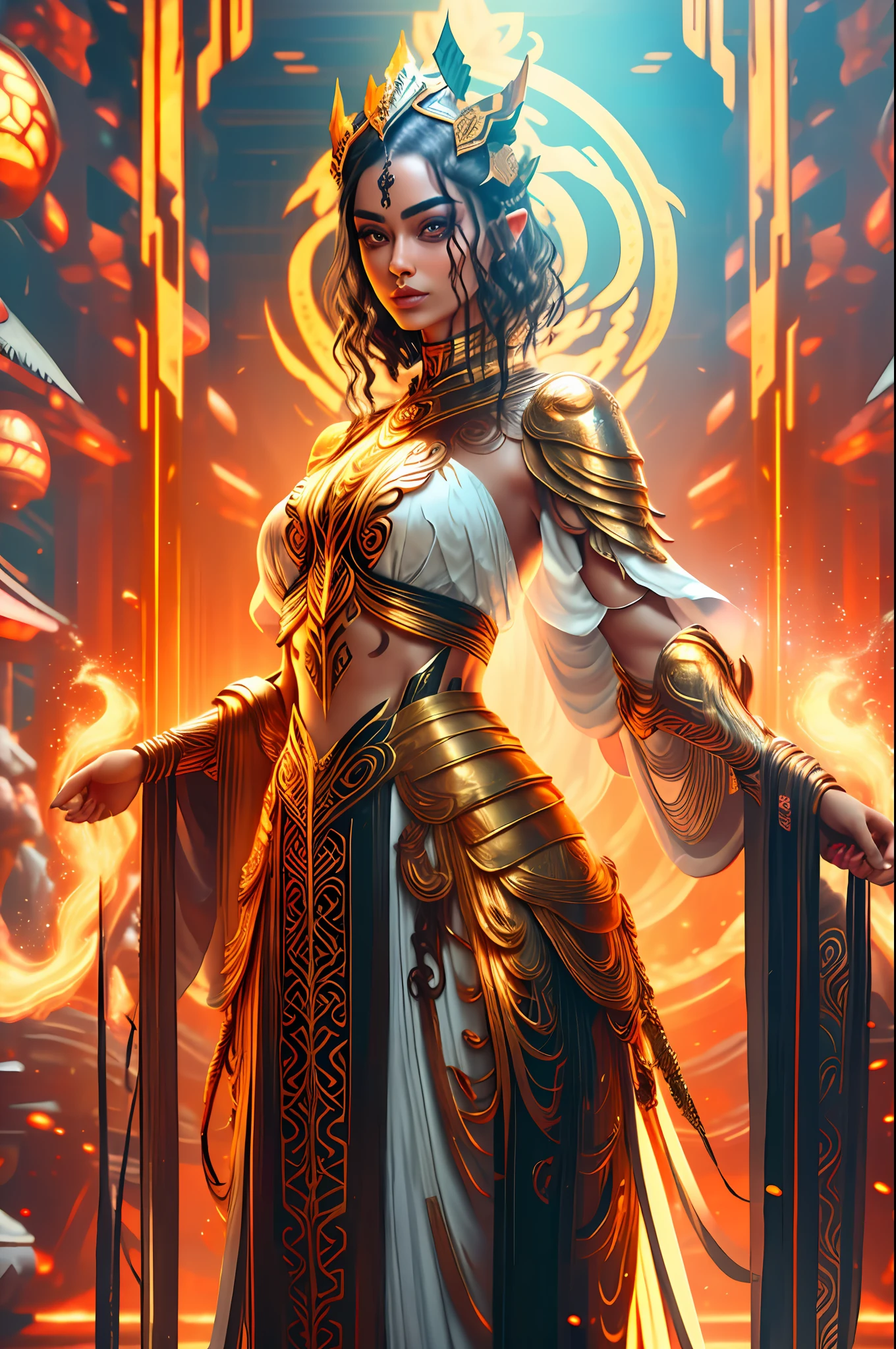 araffe woman in a black and gold body paint posing for a photo, golden bodypaint, intricate latex set, gold bodypaint, art nouveau octane render, full body painting, fullbody painting, body painted with black fluid, intricate body, intricate suit, ornate cosplay, black and gold armor, full body art, black and golden armor, elegant gold skin, RAW photo, subject, (high detailed skin:1.2), 8k uhd, dslr, soft lighting, high quality, film grain, Fujifilm XT3