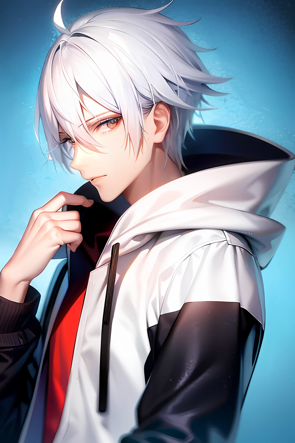 Anime White Hair Handsome Hoodie Gentle Face
