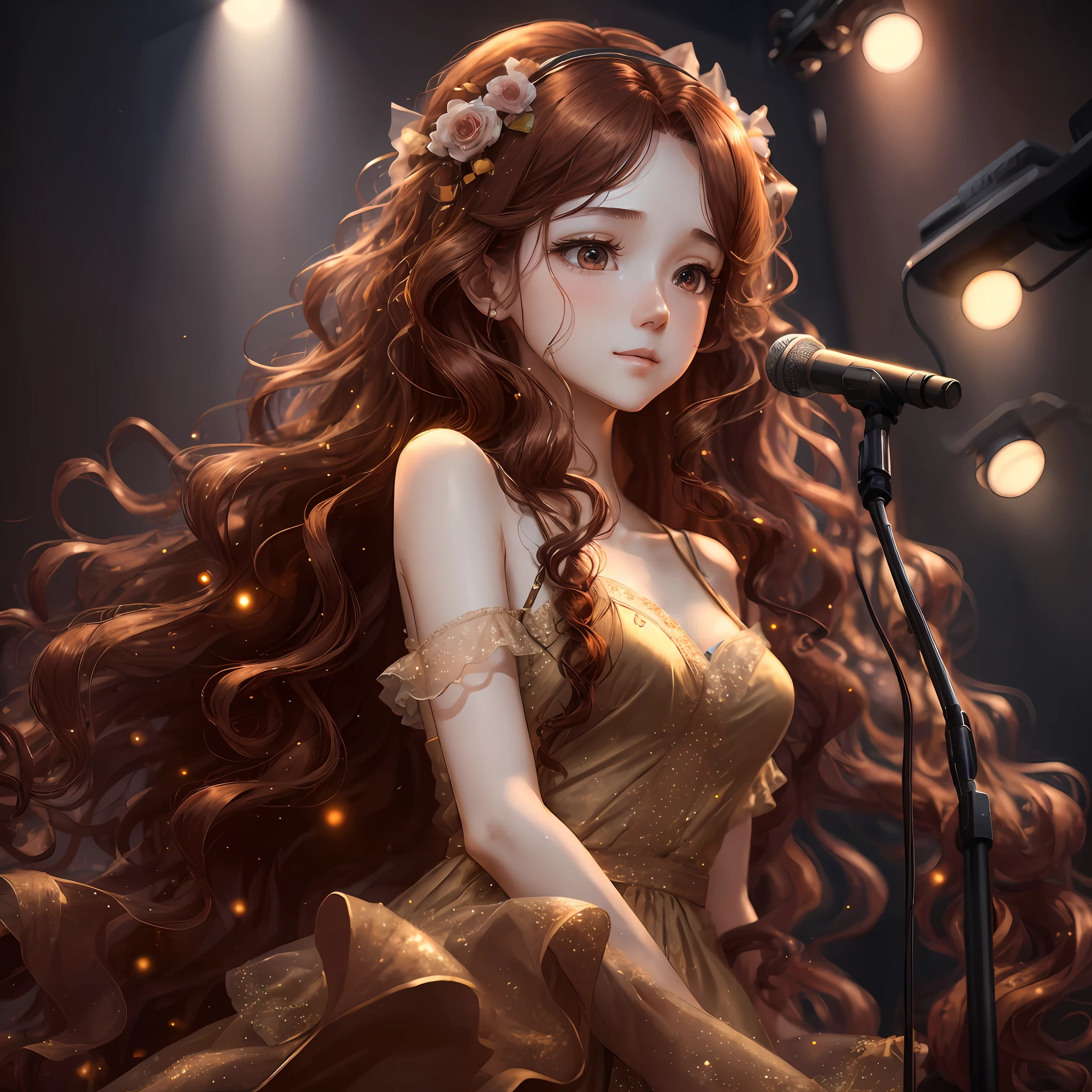Daytime, realistic light, best quality, 8K, girl, tall and slender, ward, hospital gown, long reddish-brown curly hair, just opened delicate eyes, lying on the hospital bed, --auto --s2