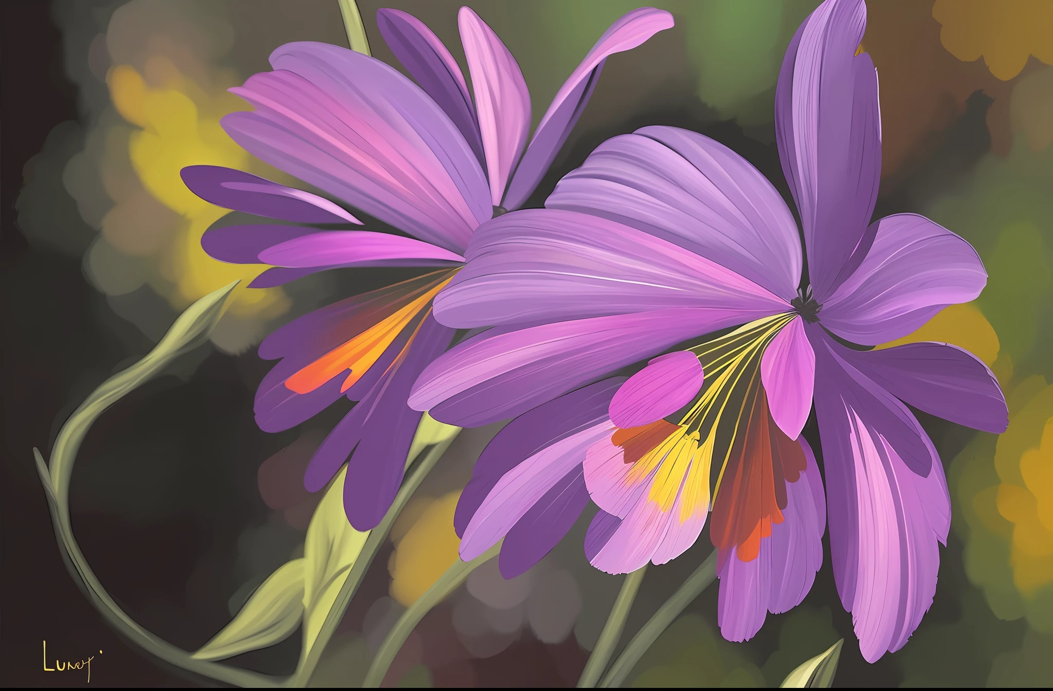 There is a closeup of a flower with black background, in digital painting style, ultra detail. digital painting, stained flowers, high detail impressionist style, soft digital painting, digital oil on canvas, digital oil painting, oil painting style, luminist style painting, digital painted