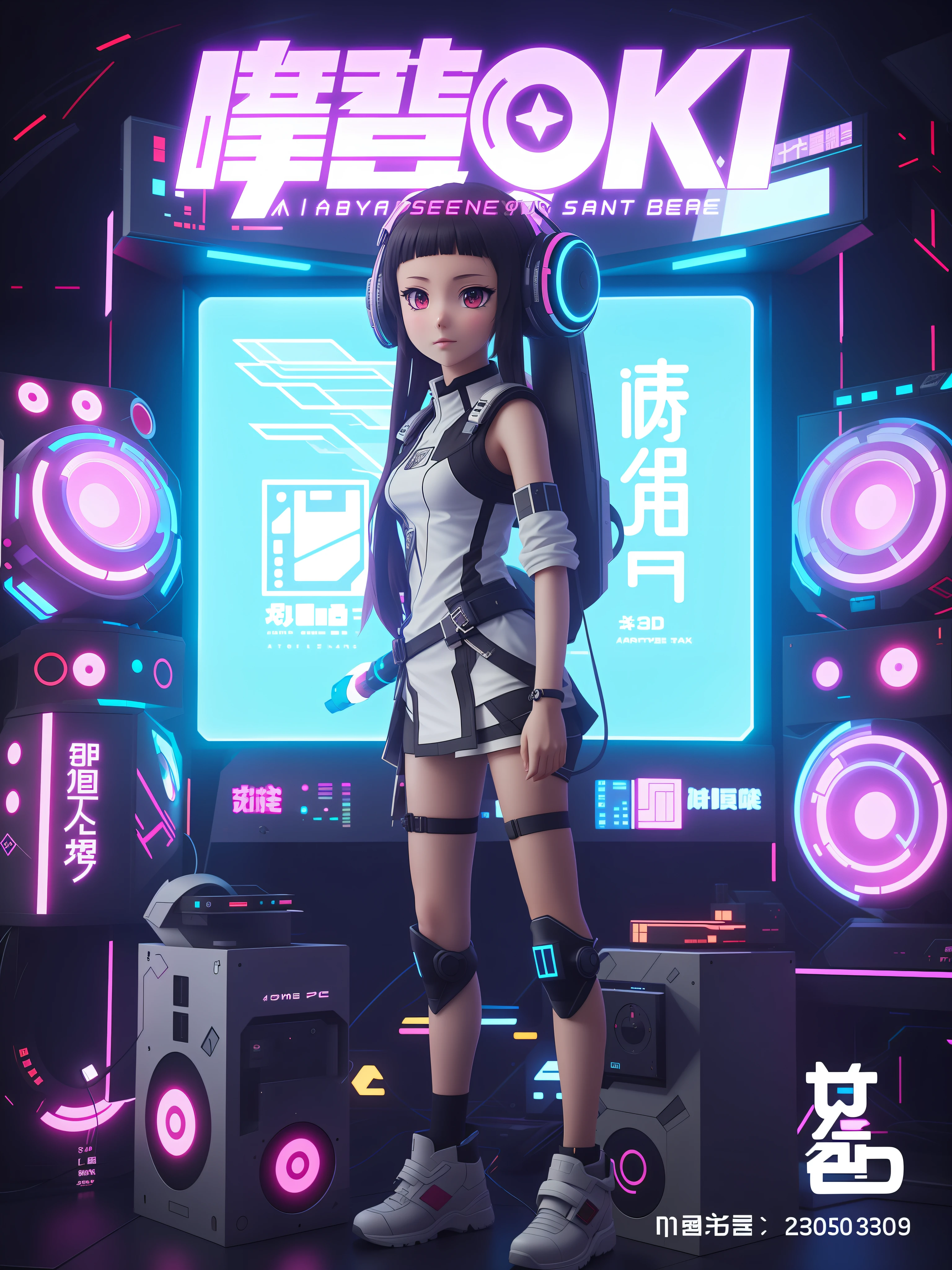 anime character in futuristic outfit standing in front of a stage, anime styled 3d, trending on cgstation, style hybrid mix of beeple, digital cyberpunk anime art, anime style. 8k, anime style 4 k, digital cyberpunk - anime art, stylized anime, cyber universe style, portrait anime space cadet girl, lofi artstyle