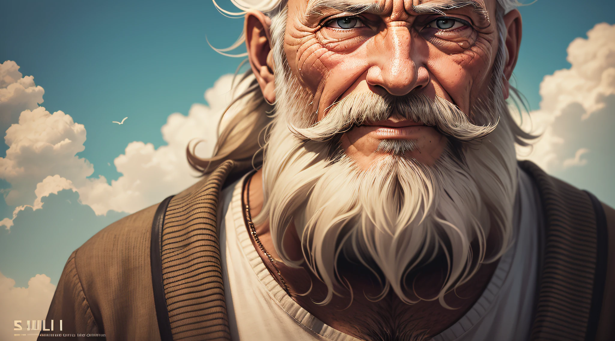 Old man with beard looking forward --auto --s2