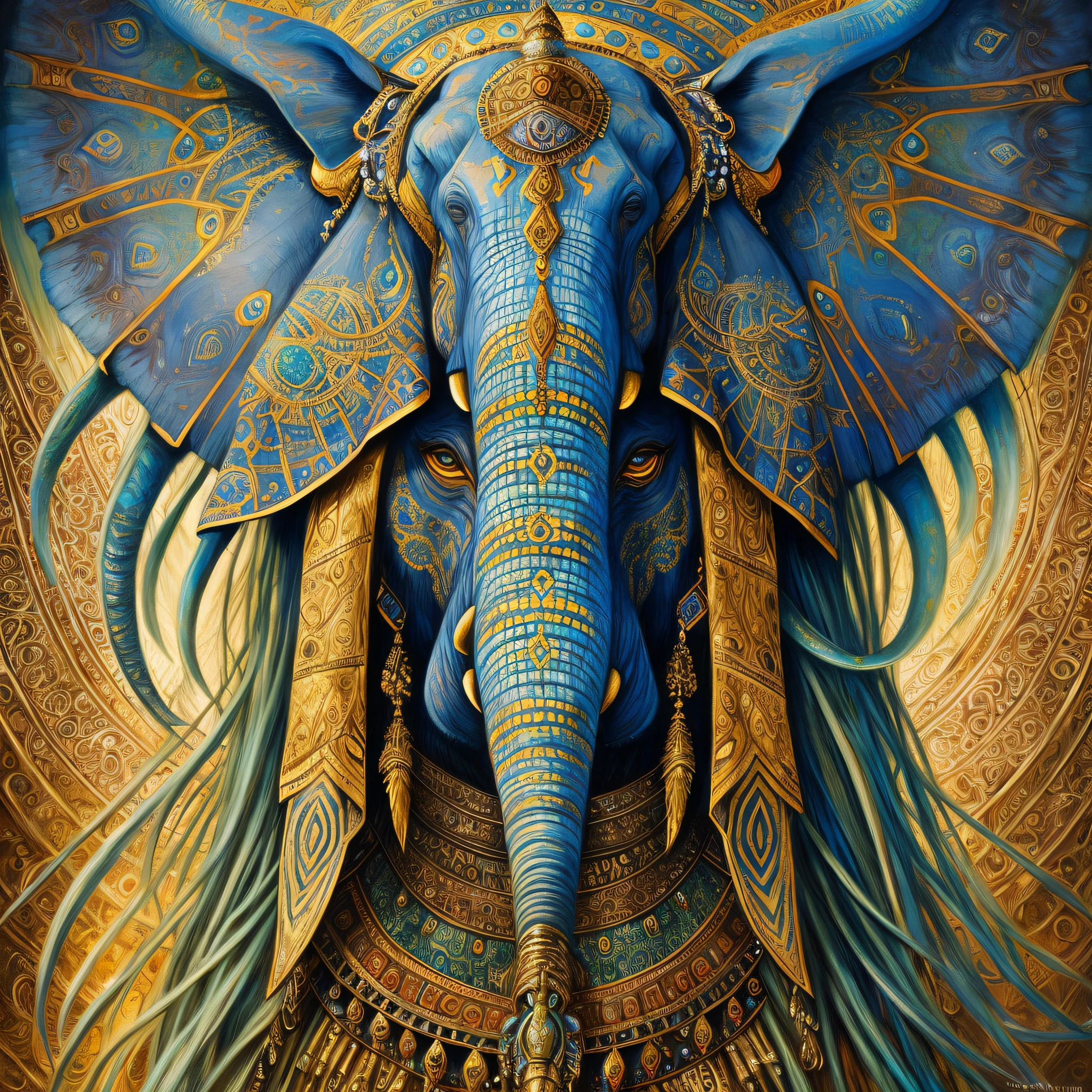 insanely detailed ELEPHANT SHAMAN PORTRAIT !!! intricate details Gustave Moreau, Tomasz Alen Kopera van gogh HDR 16k polish vibrant colors