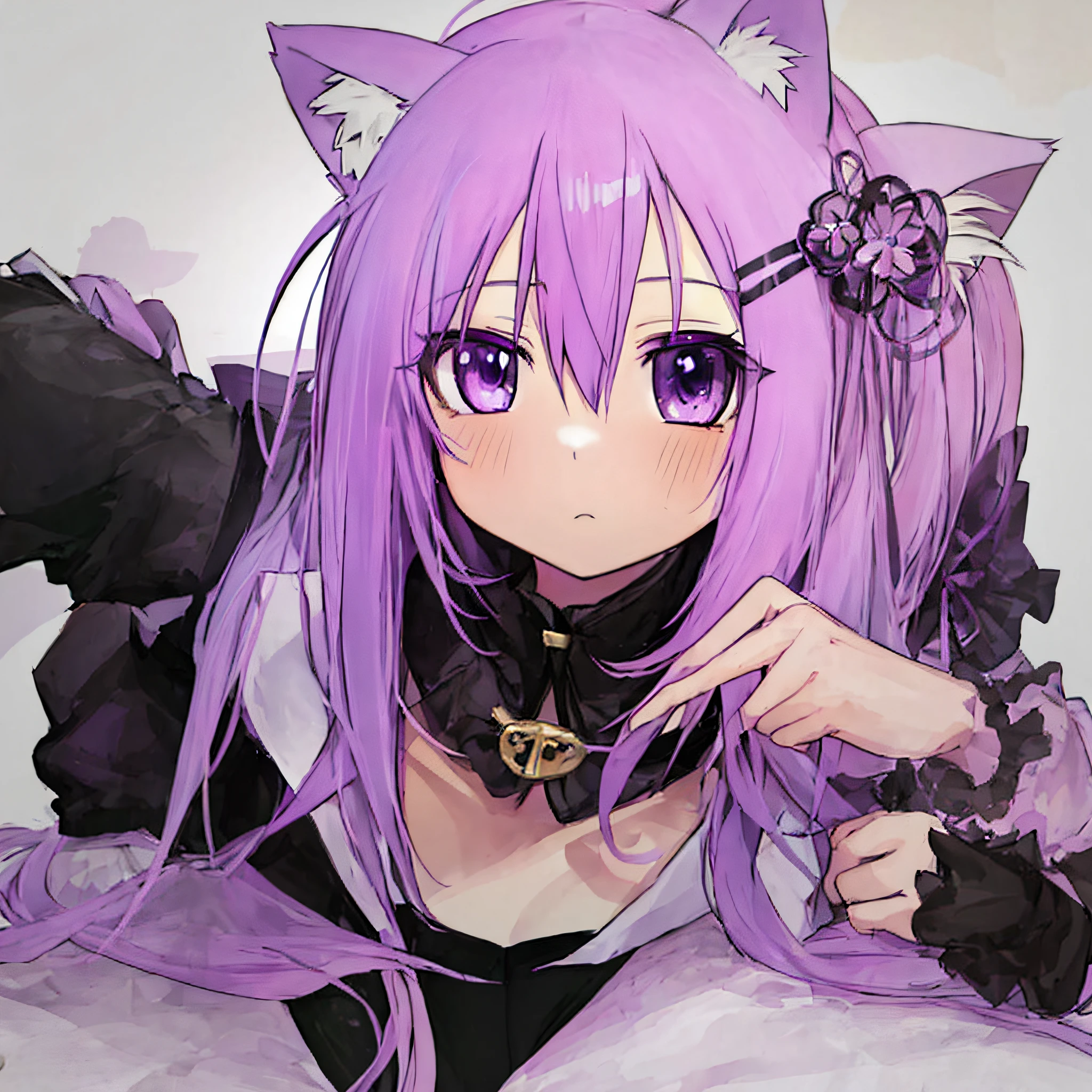 anime girl with purple hair and cat ears with purple eyes, cute anime catgirl, anime moe artstyle, in an anime style, anime catgirl, anime girl with cat ears, in anime style, anime cat, anime artstyle, cute anime face, anime style portrait, realistic anime artstyle, beautiful anime catgirl, anime styled, very beautiful anime cat girl