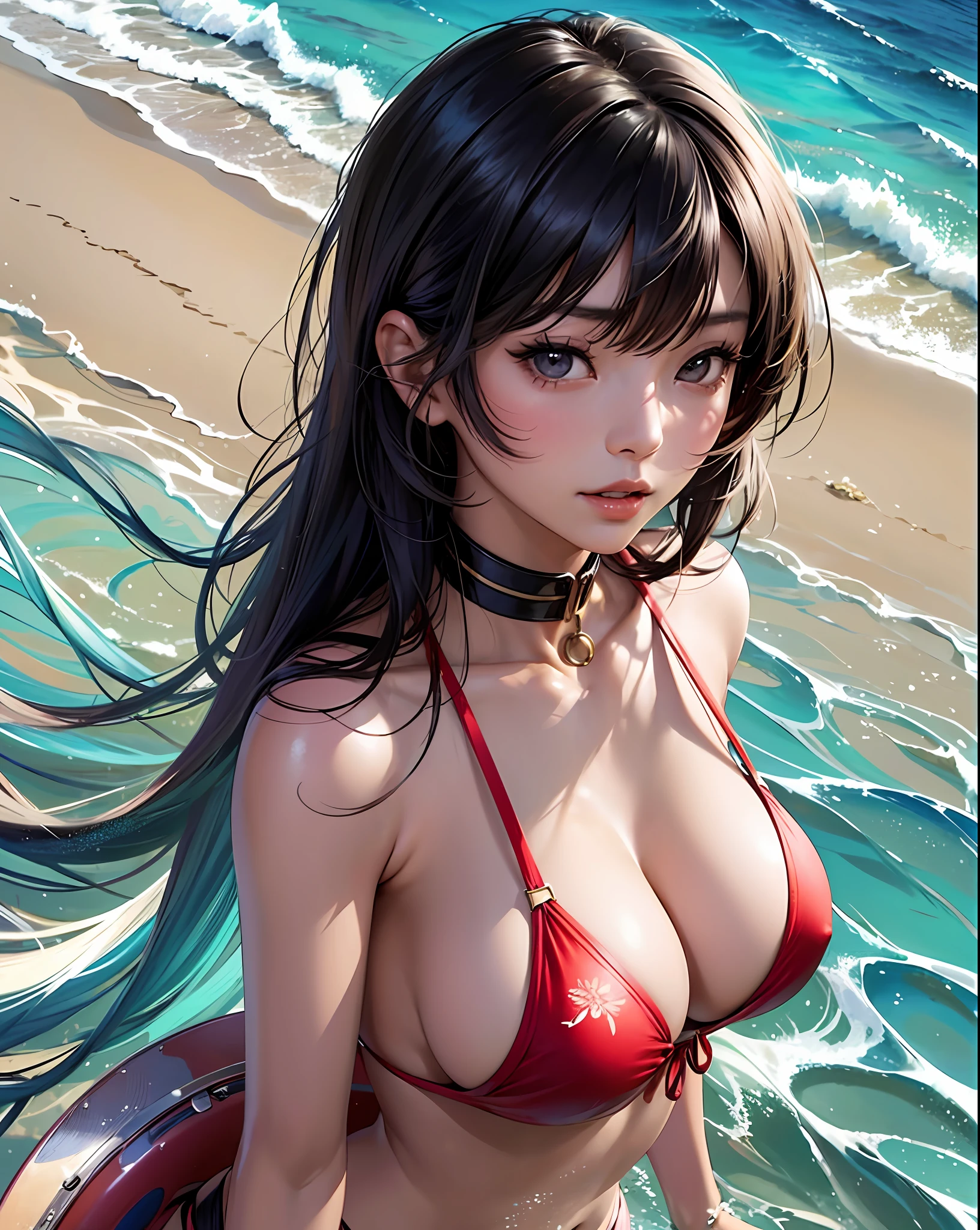 arafed asian woman in a bikini posing on a beach, beautiful asian girl, japanese model, perfect body, beautiful asian woman, sexy girl, beautiful woman body, big breasts, oppai, beautiful body, gorgeous bikini model, at a beach, attractive body, japanese, asian, with large breasts, asian girl, japanese goddess, large breasts size --auto --s2