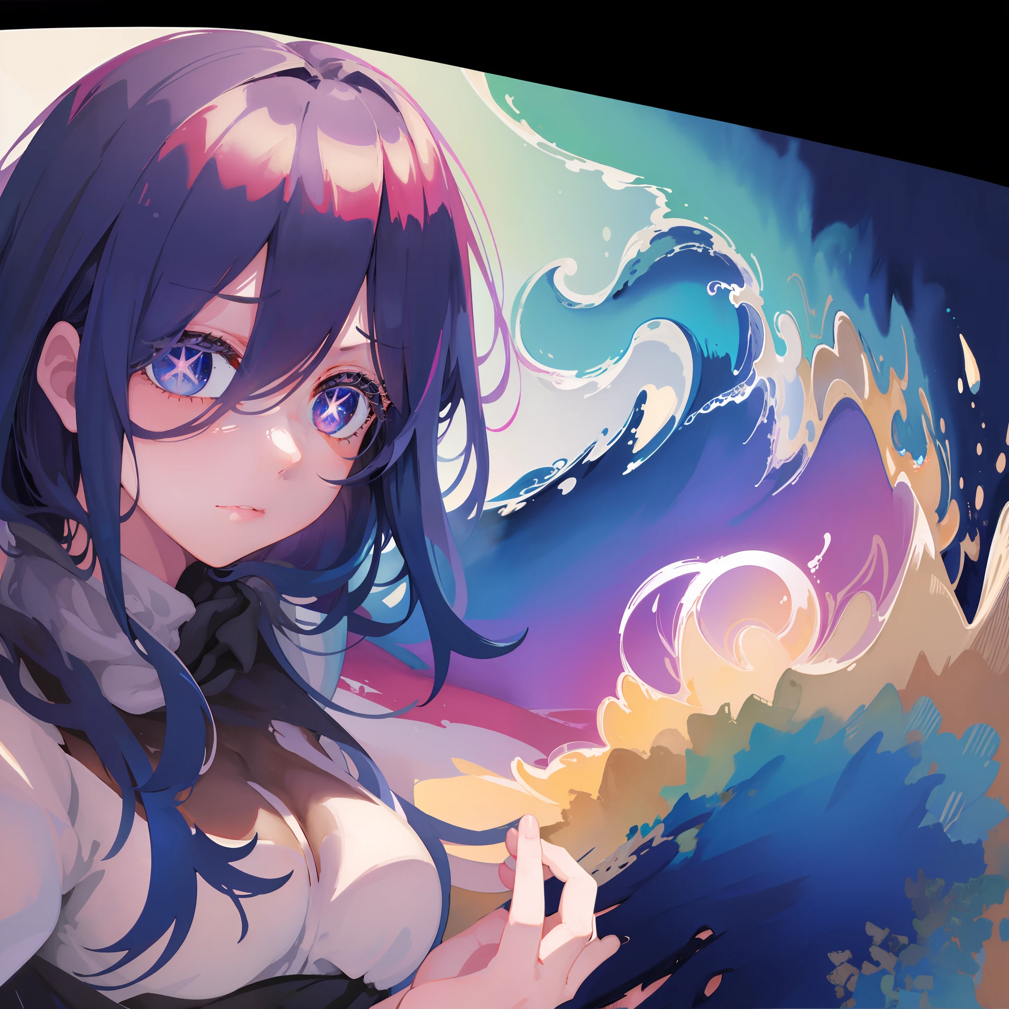 One girl, girl, high detail, smog, abstract animation, overwhelming beauty, high quality, watercolor, hand drawn illustration, very detailed perfect composition, masterpiece, best and perfect composition, perfect anatomy, perfect body shape beautiful woman, highly detailed face and skin texture, detailed eyes, long hair