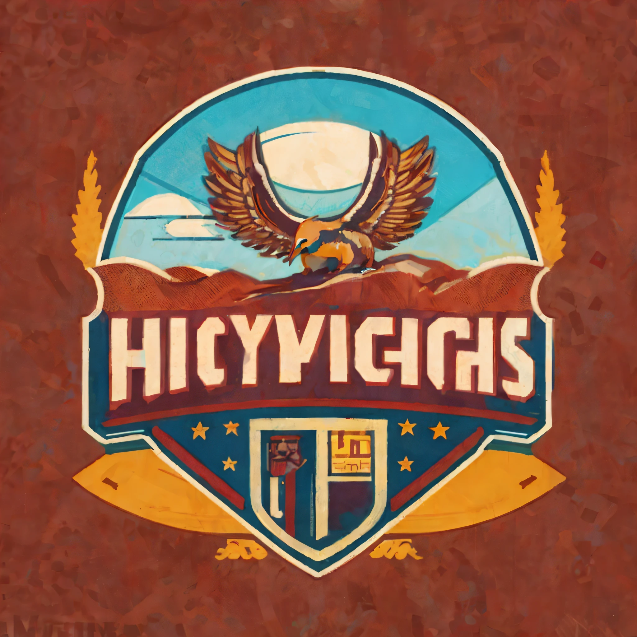 a close up of a logo with a bird on it, highyl detailed, hylics artwork, highres, hihgly detailed, highy detailed, hightly detailed, higly, high detailed official artwork, by Hugo Heyrman, hieroglyphics, high quality photo, by Hugh Hughes, illustrated logo, official artwork, hq artwork --auto --s2