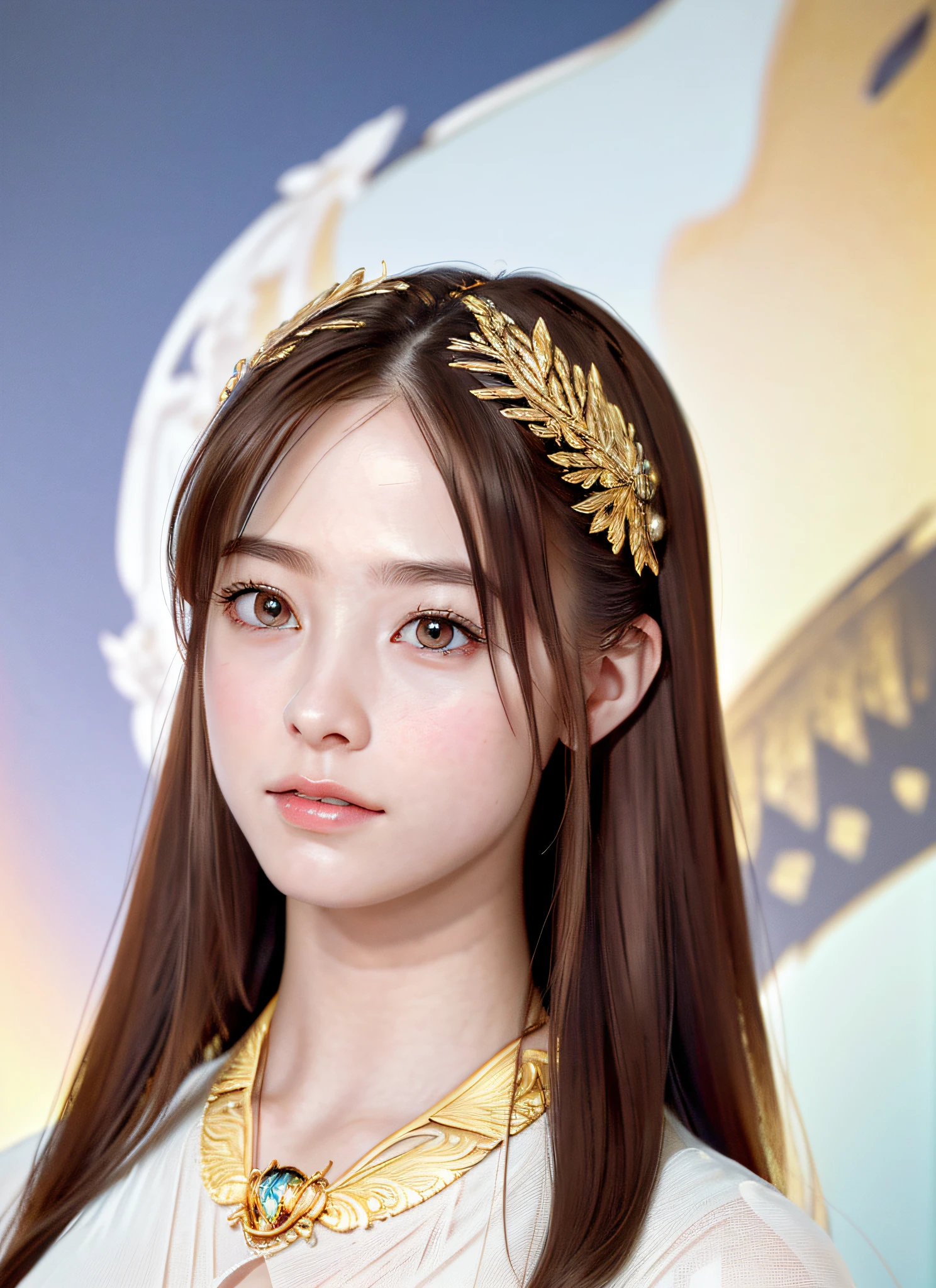 (realistic, portrait), intricate detail, beautiful porcelain profile face ultra detailed complex 3d render, big, huge, sexy swimsuit (micro bikini), (surreal), (illustration), (high resolution), (8K), (very detailed), (best illustration), (beautiful detailed eyes), (best quality), (ultra detailed), intricate detail jewelry (detailed female armor: 2.3), ( Gorgeous gold armor: 1.3), 1 girl, solo, long hair, wind, gorgeous face, top quality, masterpiece, maximum detail, diffused lighting, (brown hair: 2.3), Valhalla Valkyrie, mechanical arm, beauty, facial muscles