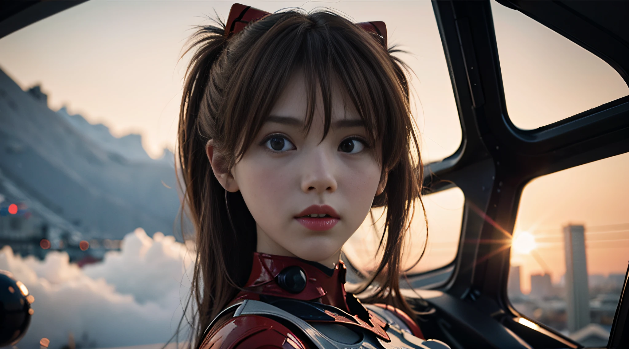 Asuka, close-up, 8K, best quality, cockpit, driver's suit