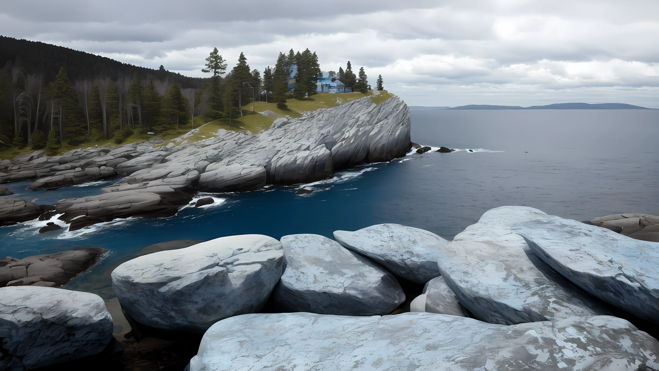 Landscape shades of gray and blue rocks