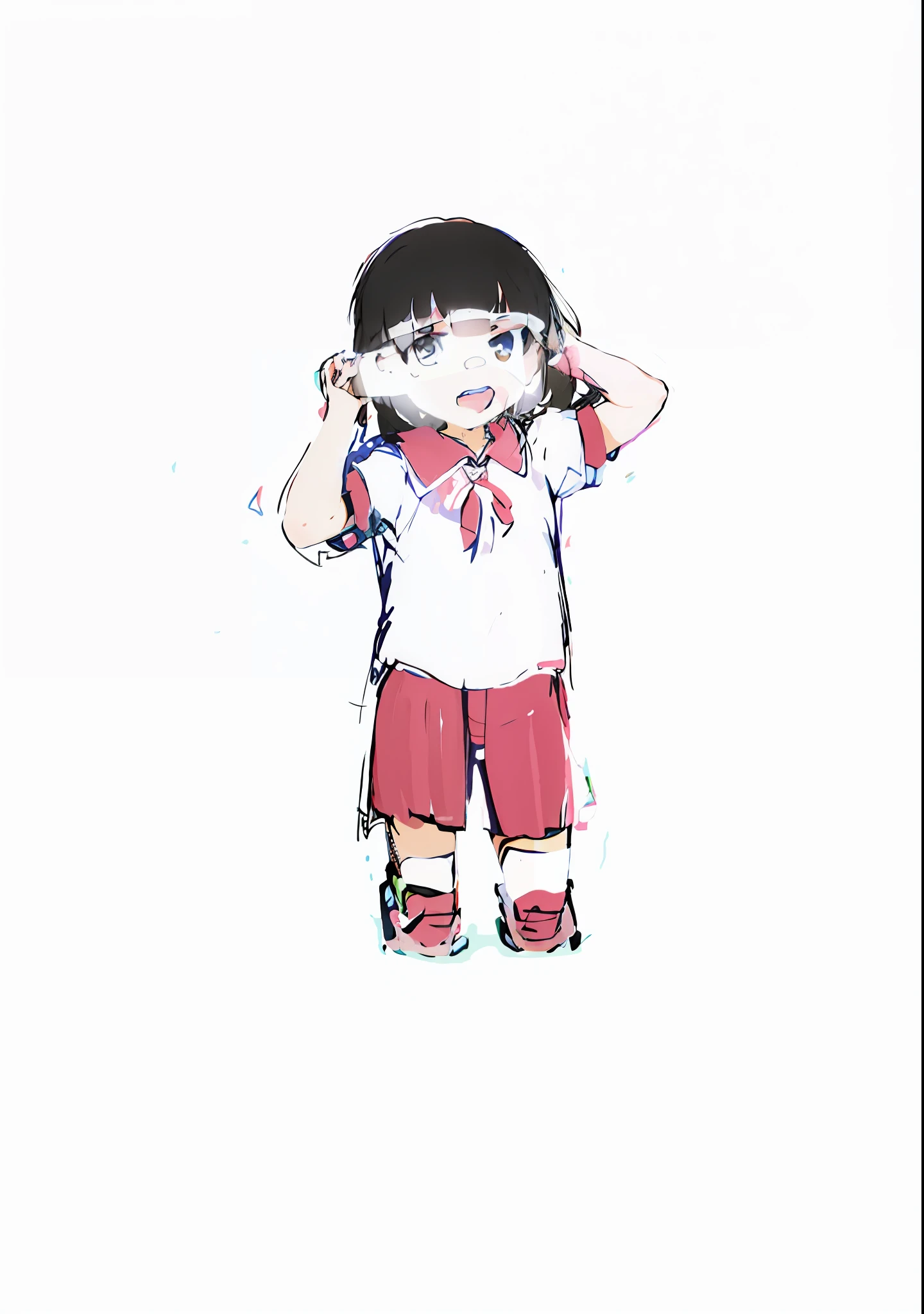 cartoon of a girl with a cell phone in her hand, small girl, girl standing, in an anime style, wearing school uniform, school girl, young anime girl, anime thai girl, in anime style, wearing a school uniform, anime character, in japanese anime style, anime style character, soft anime illustration, chibi girl, cute anime style, thinking pose