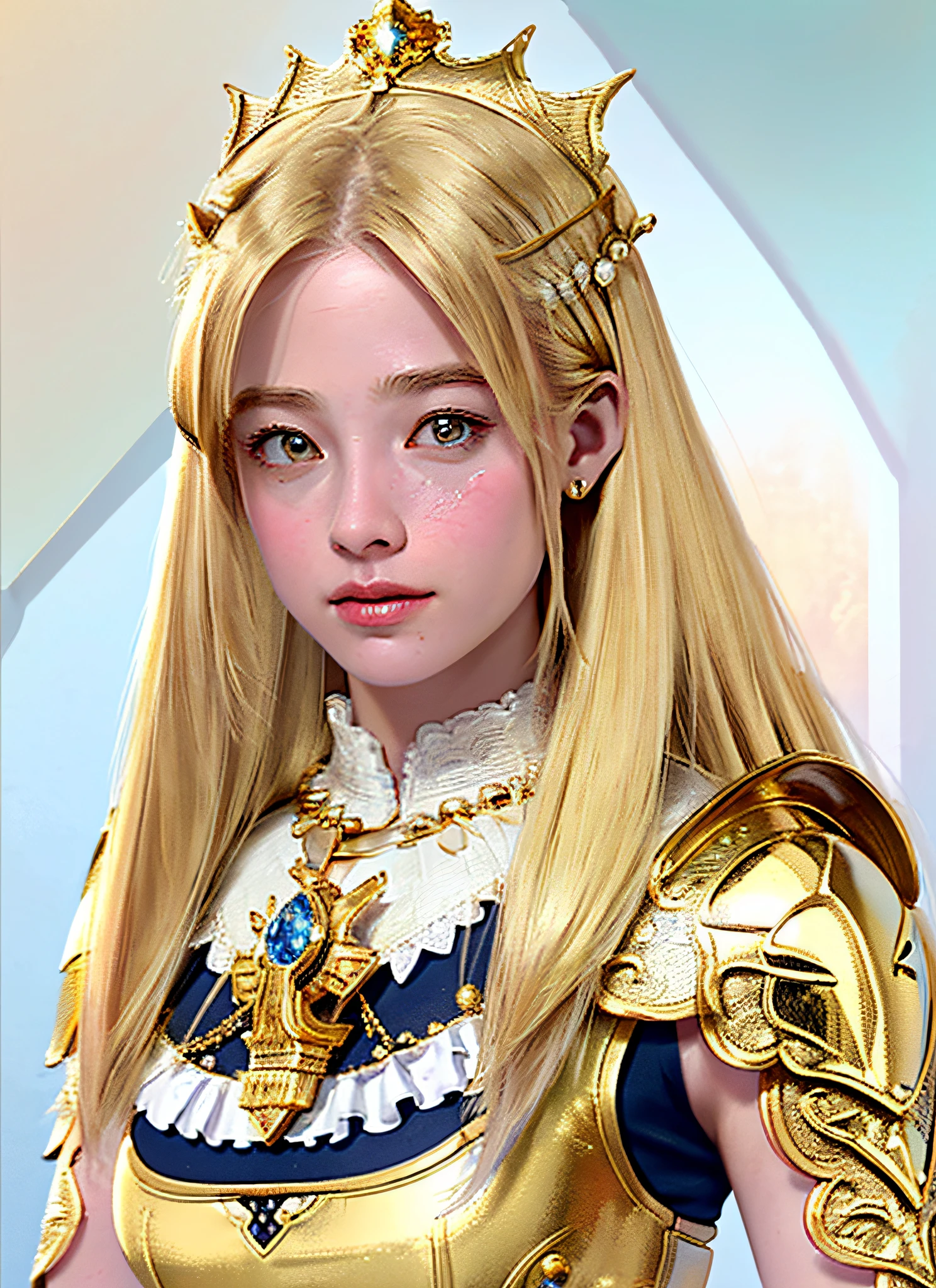 (realistic, portrait), intricate detail, ultra-detailed complex 3d rendering of face in beautiful porcelain profile, (warrior queen armor, fur-lined cape, jeweled crown: 1.2), big, big, sexy swimsuit (micro bikini), (surreal), (high resolution), (high resolution), (8K), (very detailed), (beautiful detailed eyes), (best quality), (ultra detail), Intricate Detail Jewels (Detailed Women's Armor: 2.3), (Gorgeous Gold Armor: 1.3), 1 Girl, Solo, Long Hair, Wind, Gorgeous Face, Top Quality, Masterpiece, Maximum Detail, Diffused Lighting, (Blonde: 1.3), Valhalla Valkyrie, Mechanical Arm, Beauty, Facial Muscles