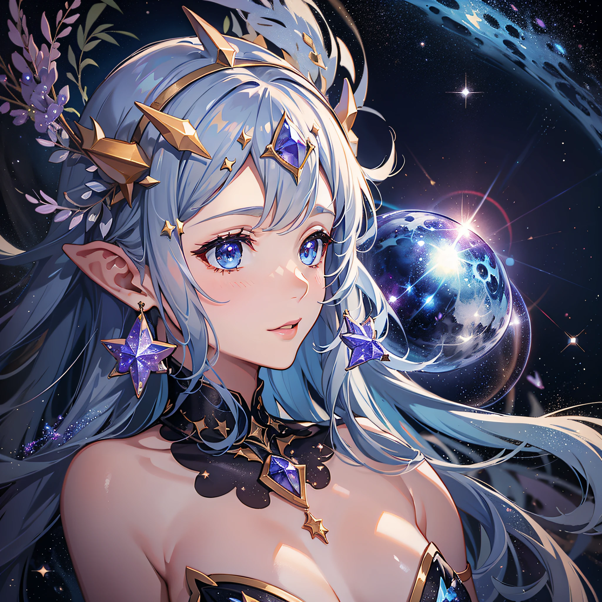 Skin made of stars, celestial being, space goddess