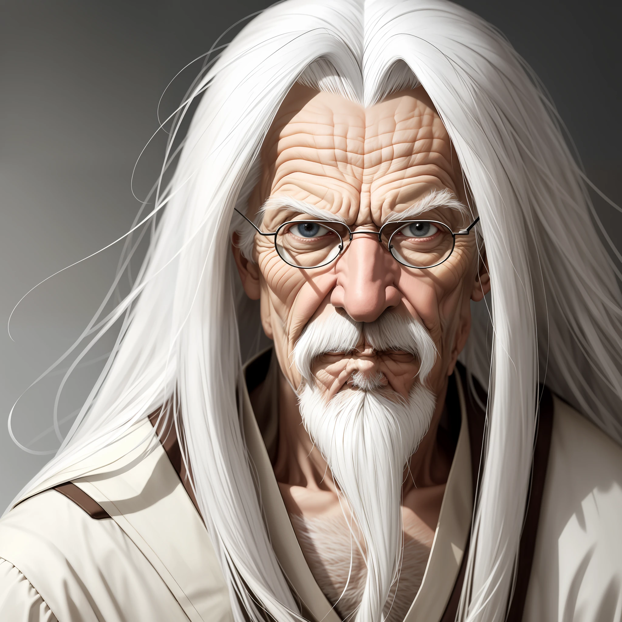 masterpiece, balance, short old man, long white hair, mature male, eye focus, ((best quality)), storage, male_focus, (((masterpiece))), sharp focus, ((solo))