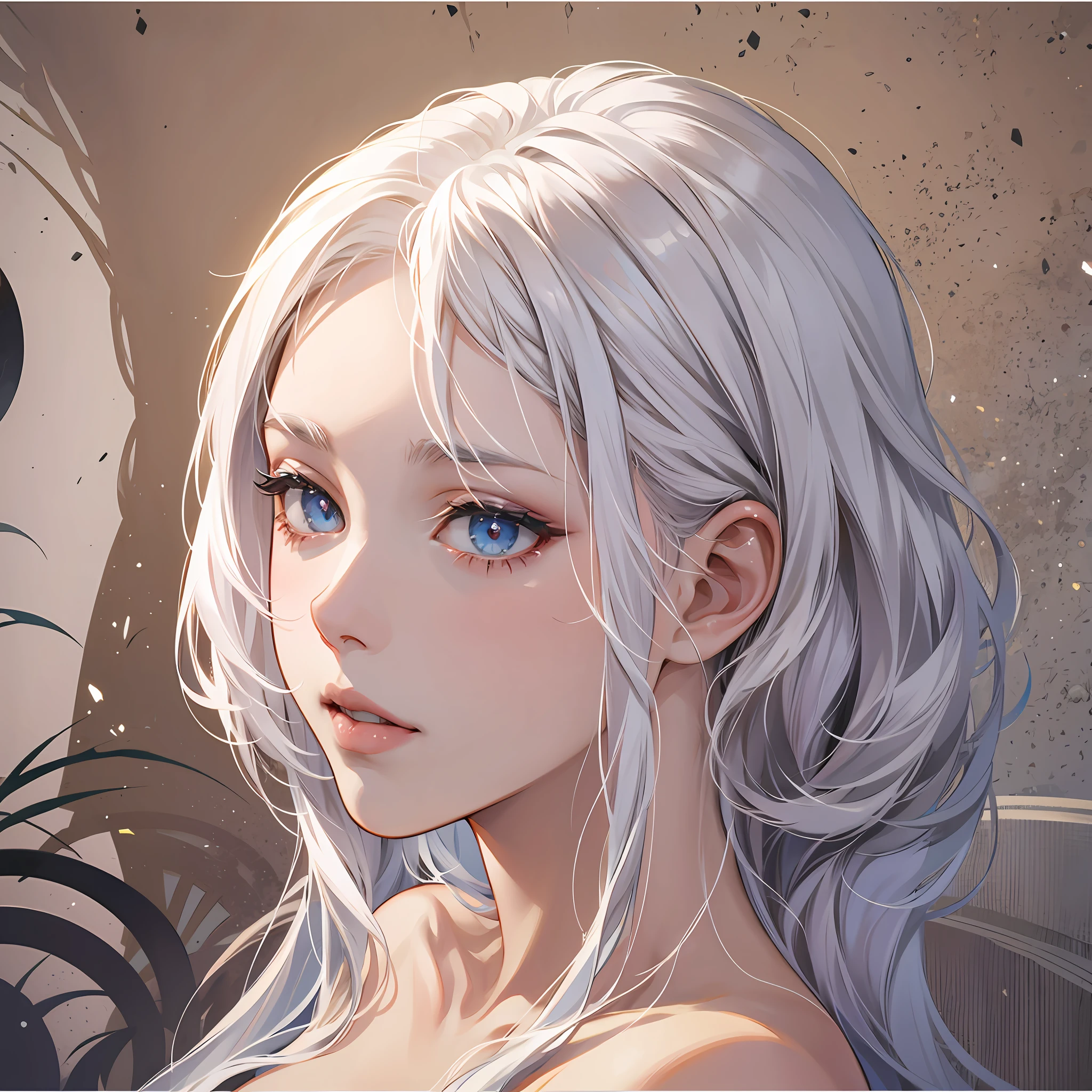8 pictures, 1girl, white hair, nude, rule --auto --s2